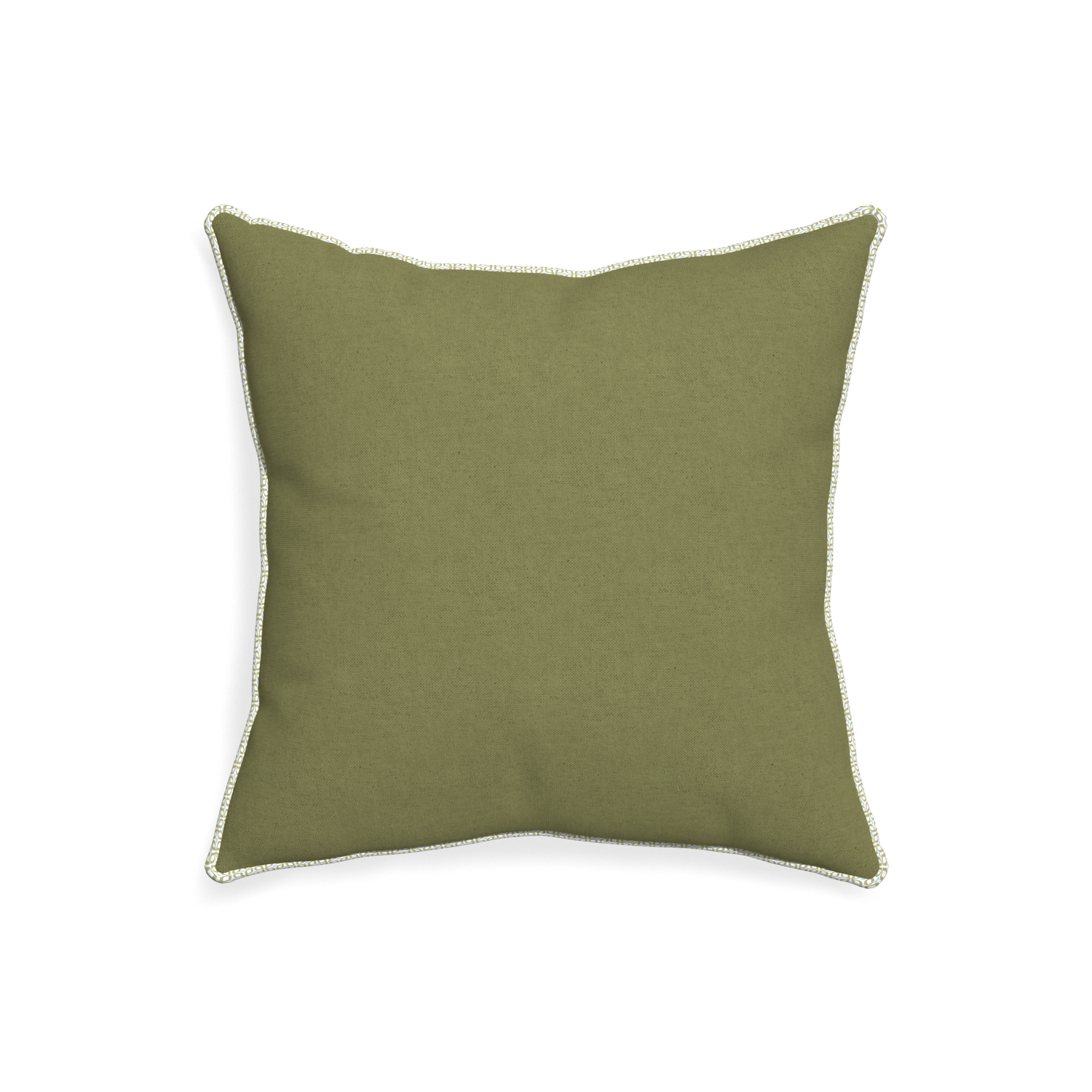 20-square moss custom moss greenpillow with l piping on white background