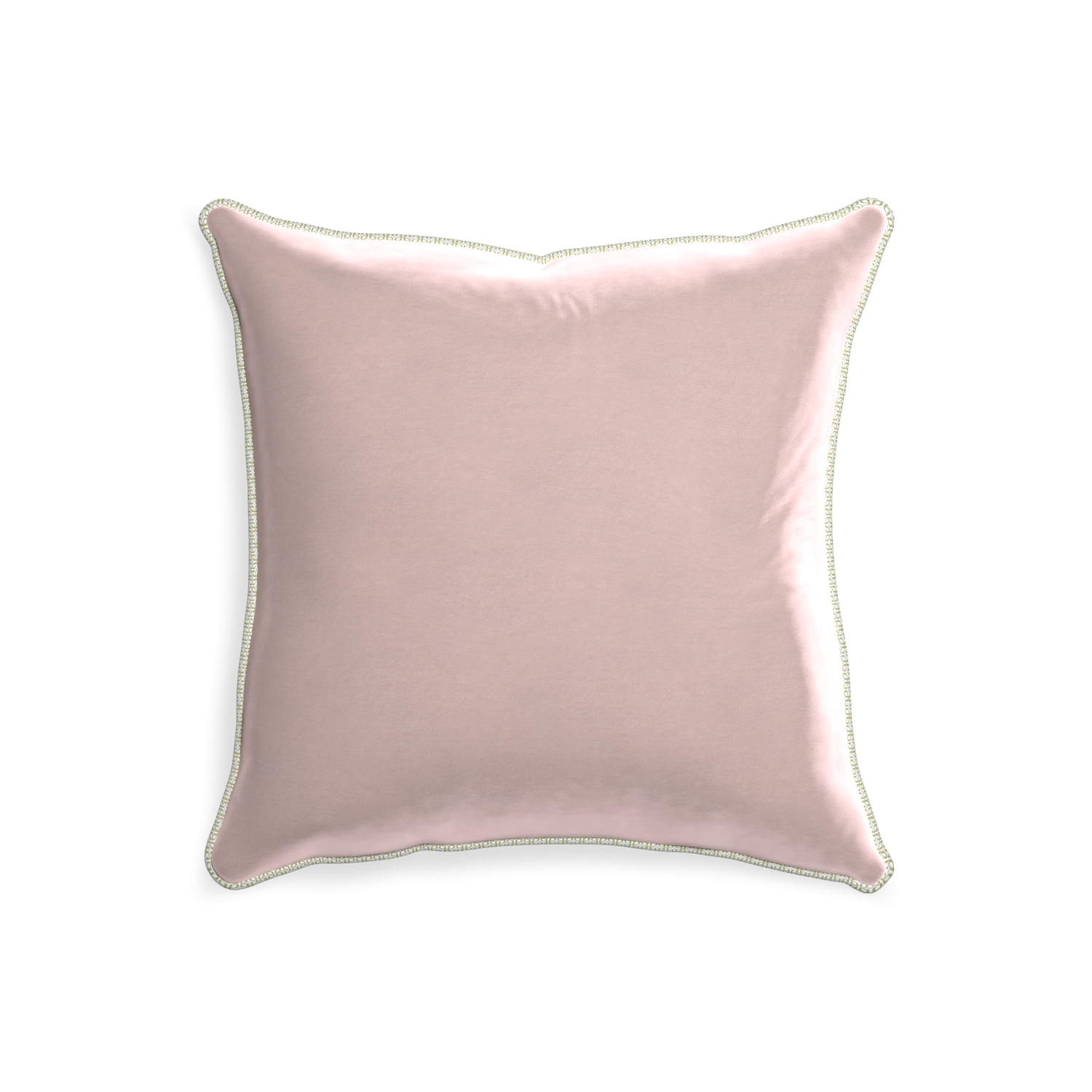 20-square rose velvet custom pillow with l piping on white background