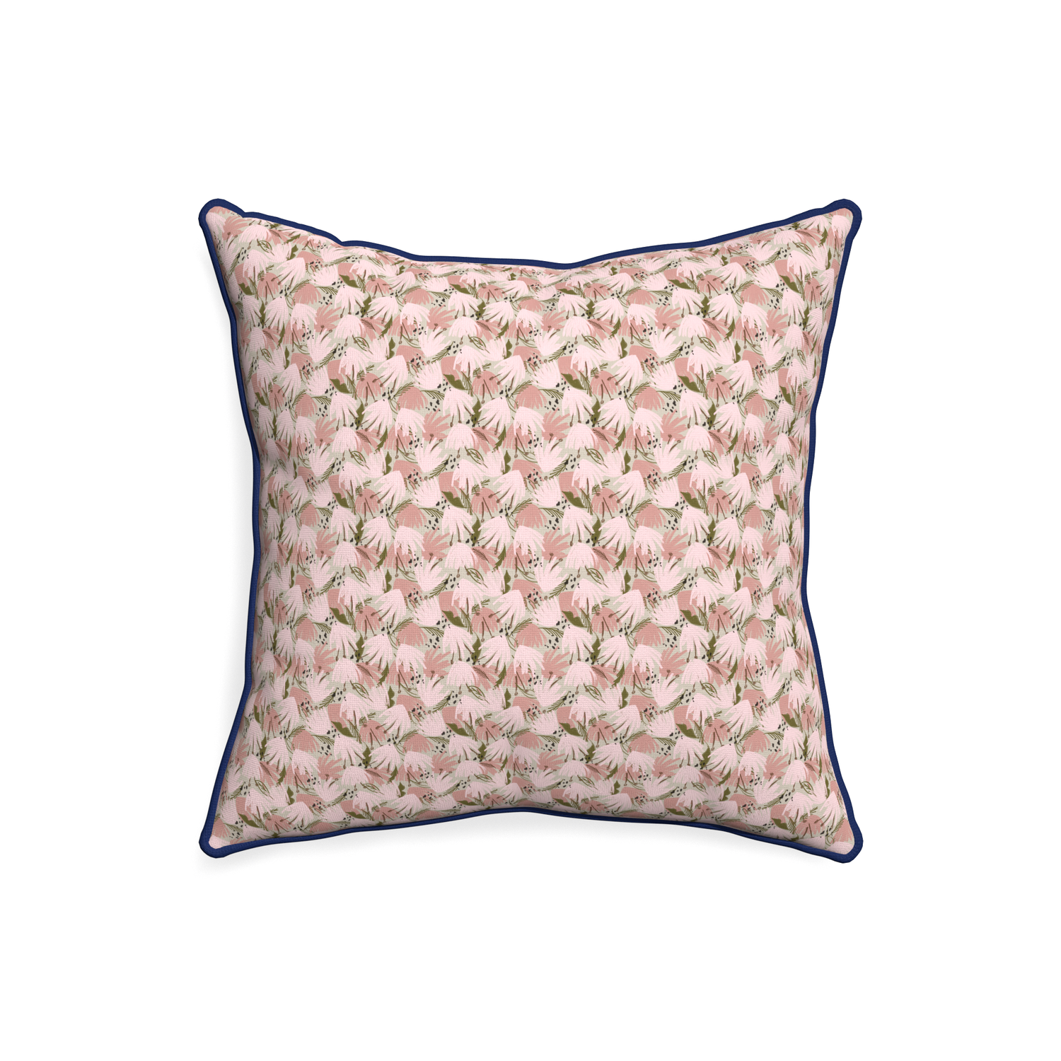 20-square eden pink custom pink floralpillow with midnight piping on white background