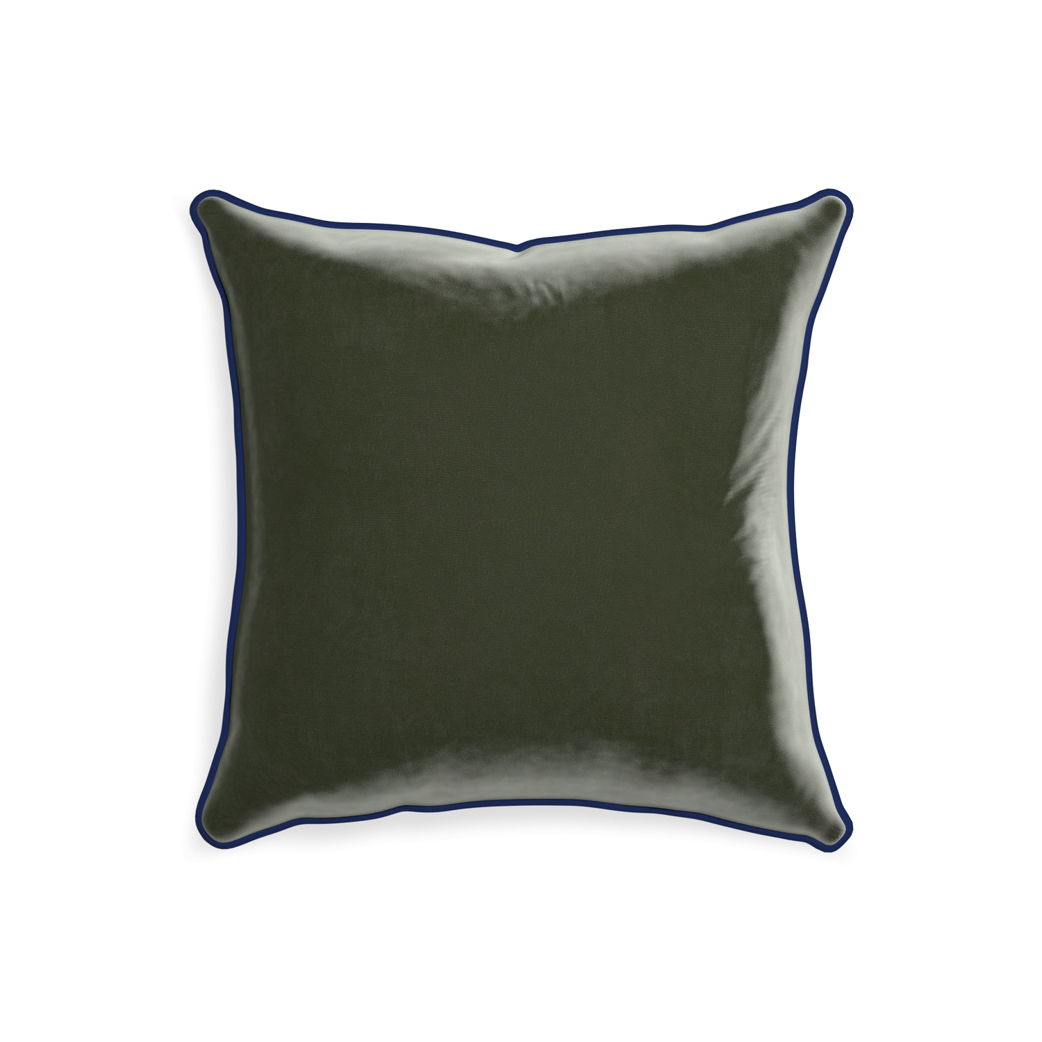 20-square fern velvet custom pillow with midnight piping on white background