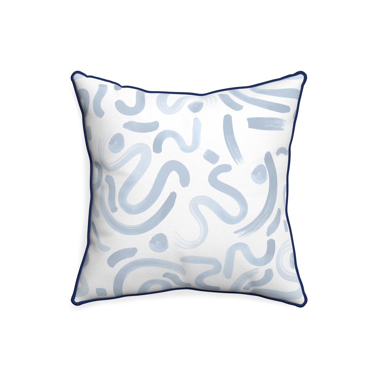 20-square hockney sky custom pillow with midnight piping on white background