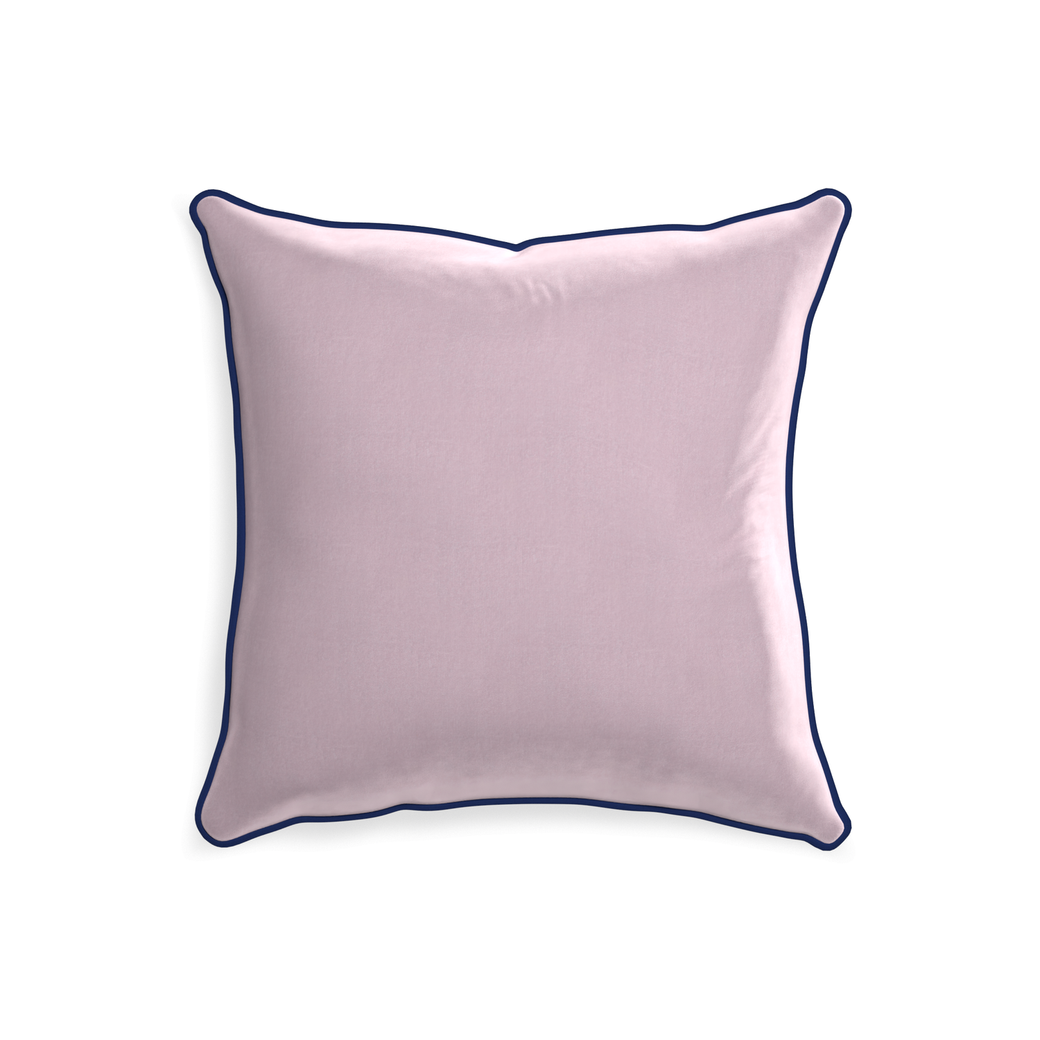 20-square lilac velvet custom lilacpillow with midnight piping on white background