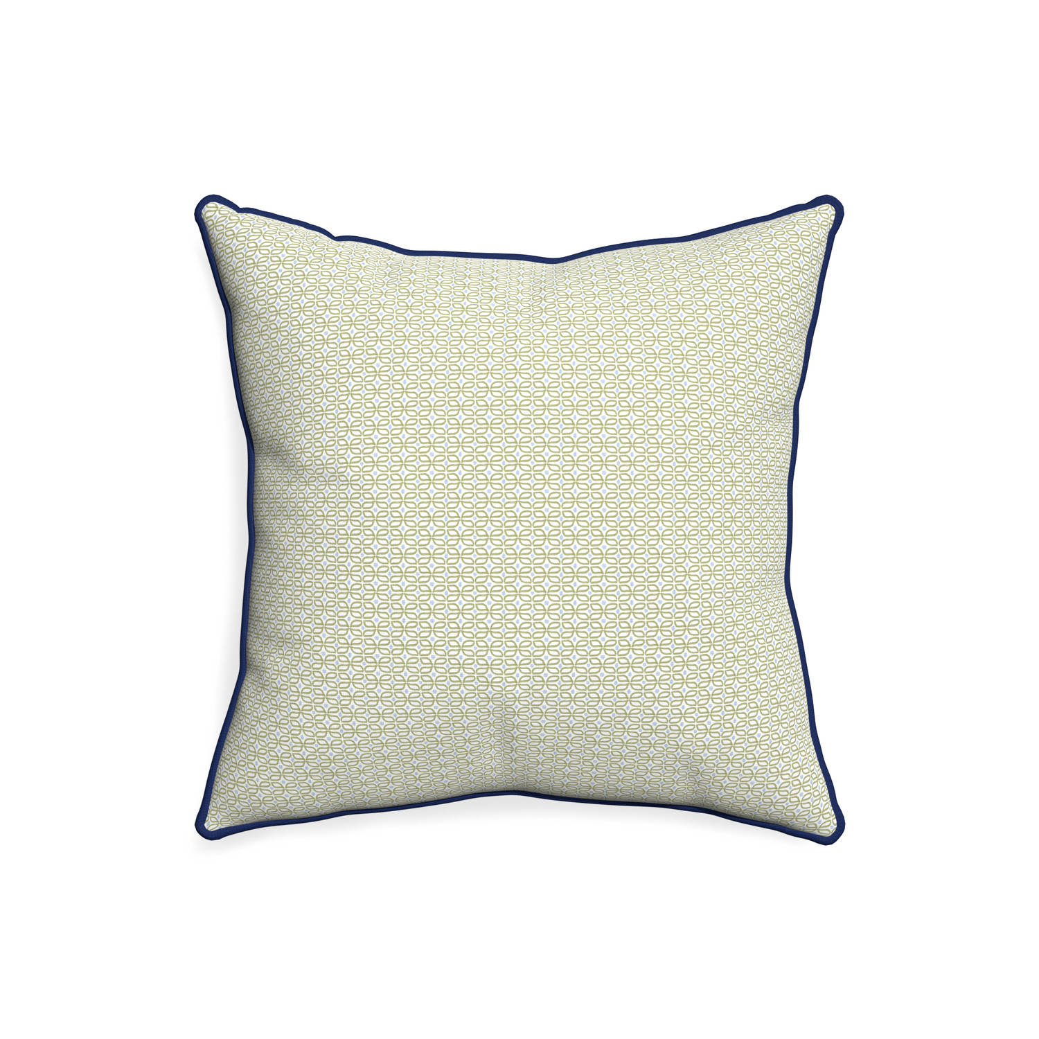 20-square loomi moss custom moss green geometricpillow with midnight piping on white background