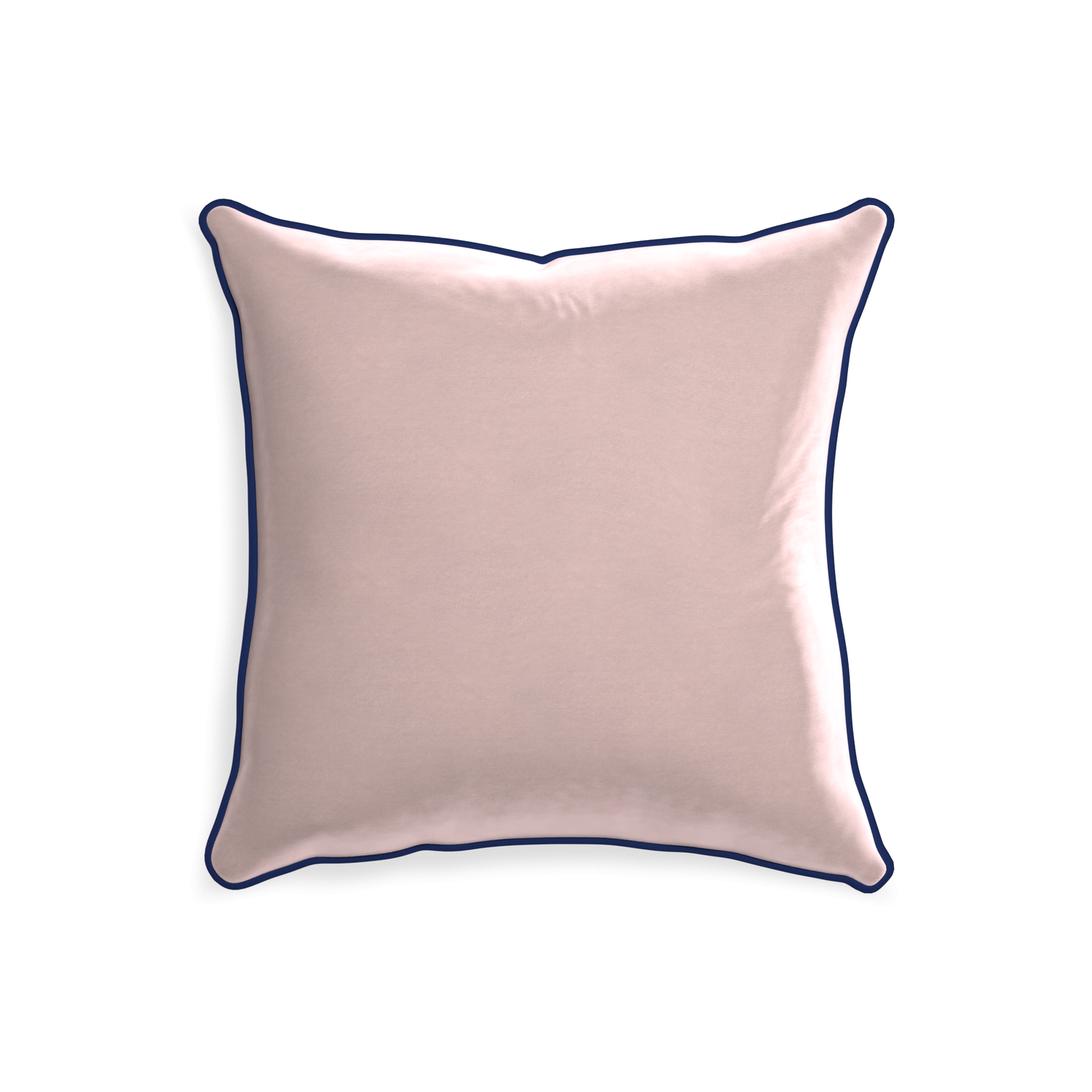 20-square rose velvet custom pillow with midnight piping on white background