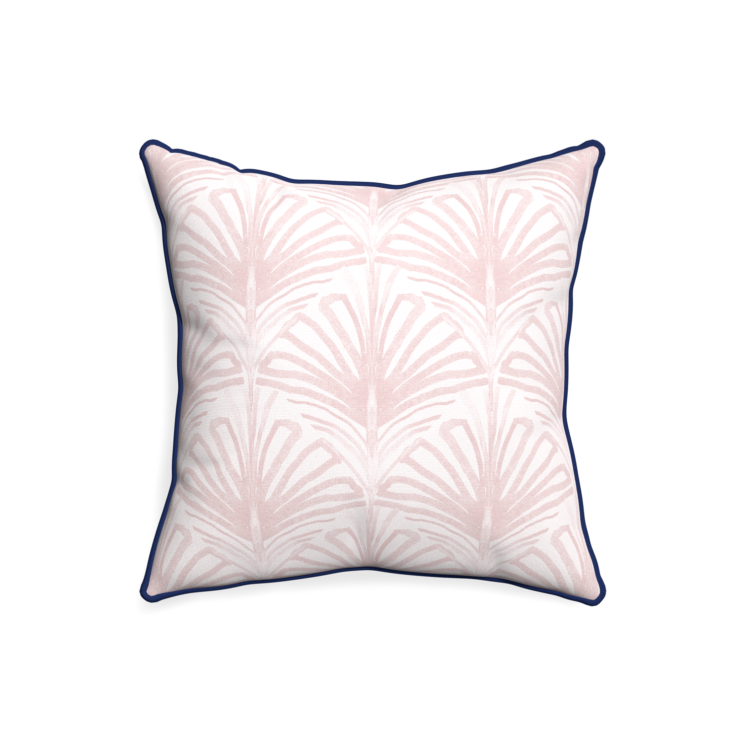 20-square suzy rose custom pillow with midnight piping on white background