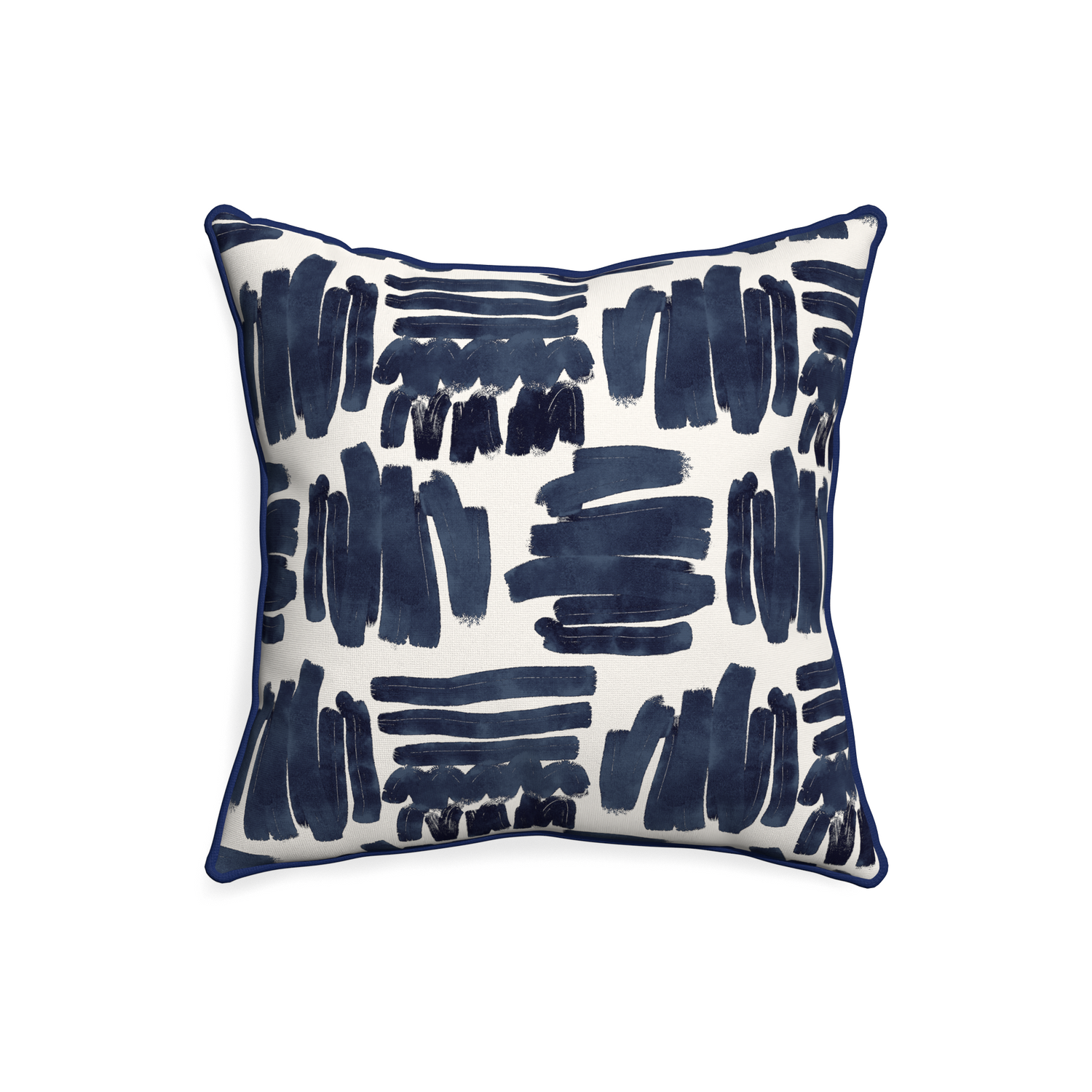 20-square warby custom pillow with midnight piping on white background