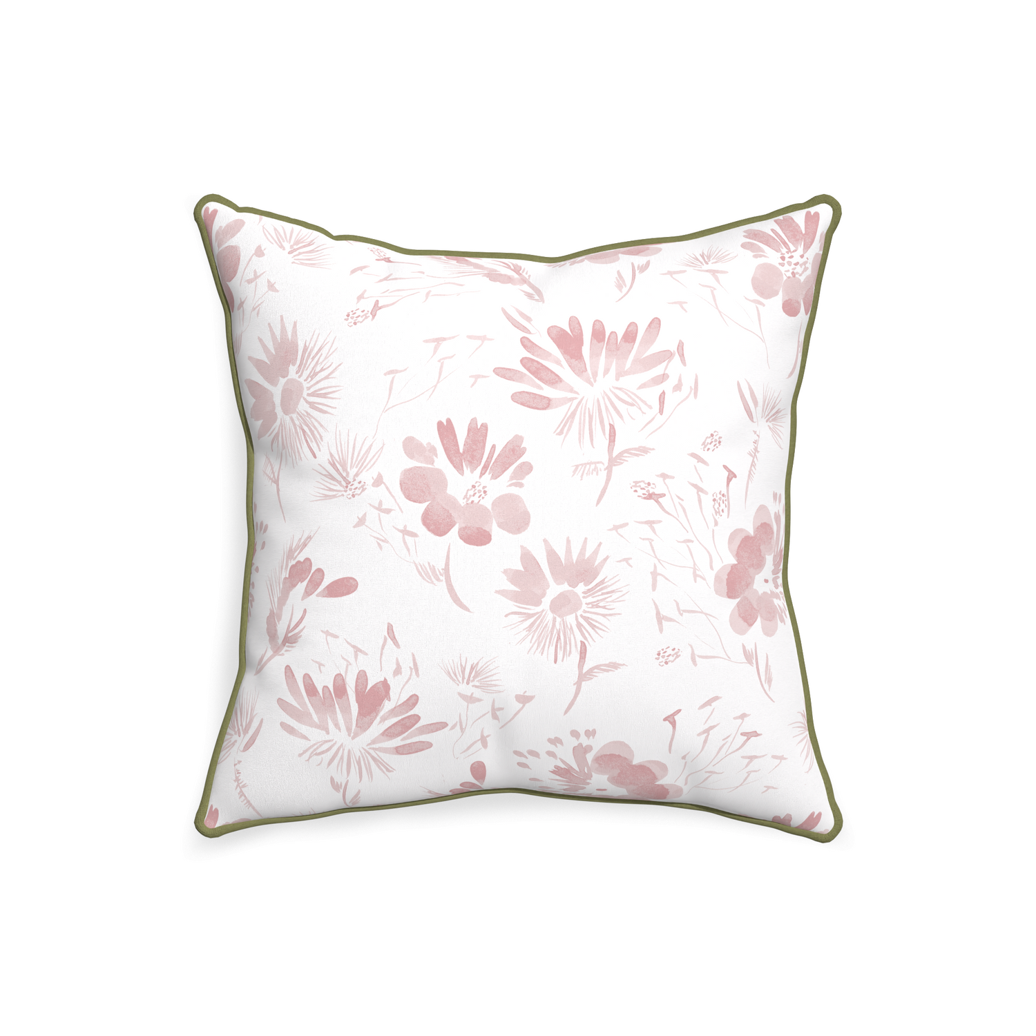 20-square blake custom pillow with moss piping on white background