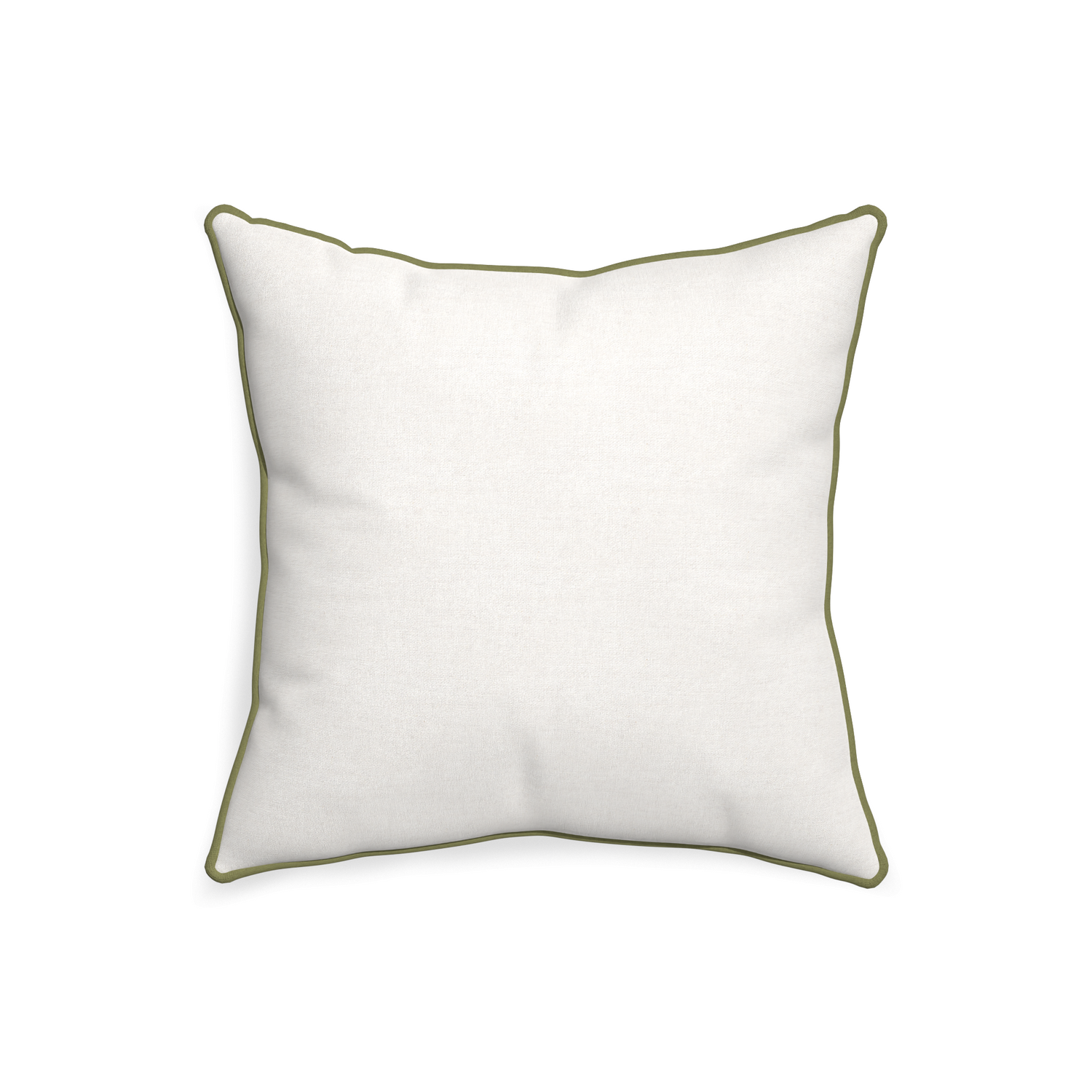 20-square flour custom pillow with moss piping on white background