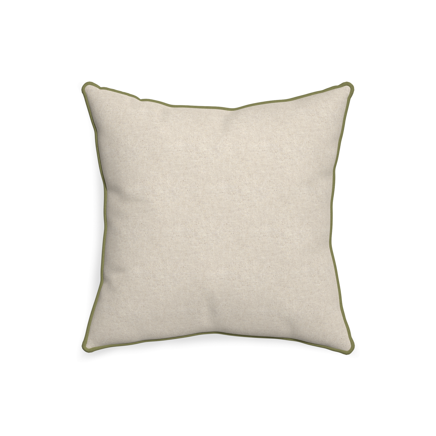 square light brown pillow with moss green piping