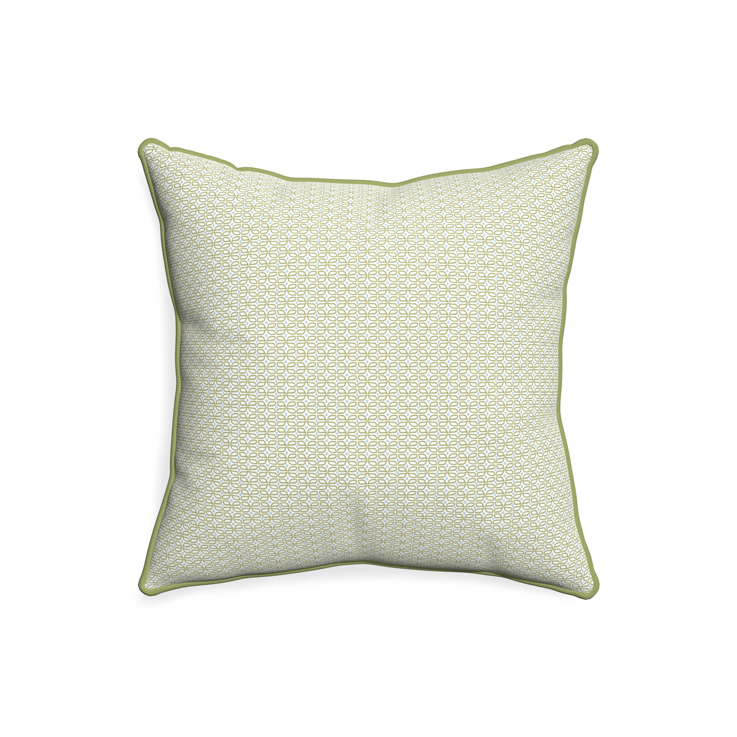 20-square loomi moss custom pillow with moss piping on white background