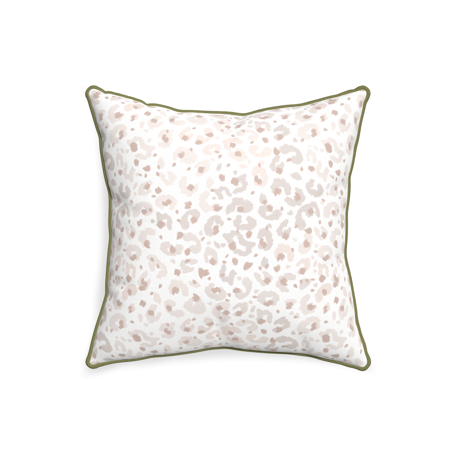 square beige animal print pillow with moss green piping