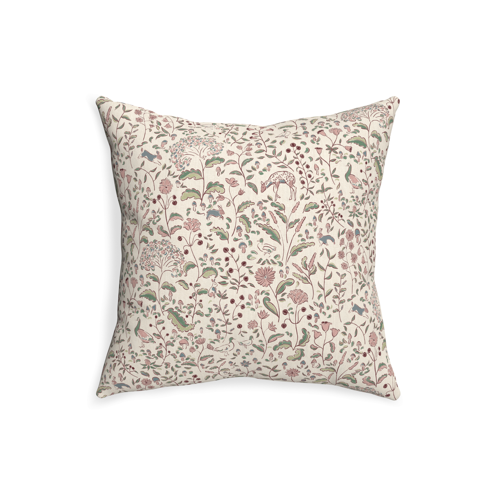 Pillow Printed Linen Ruby Burgundy - Thumbnail 4