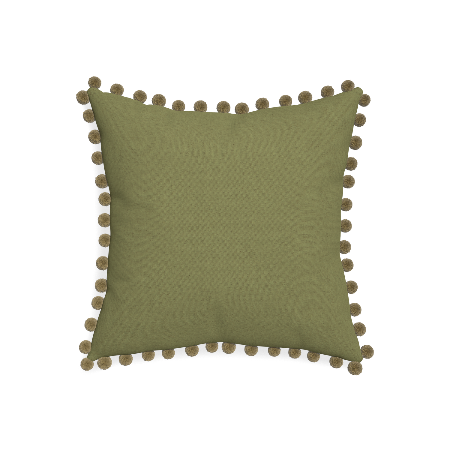 20-square moss custom moss greenpillow with olive pom pom on white background