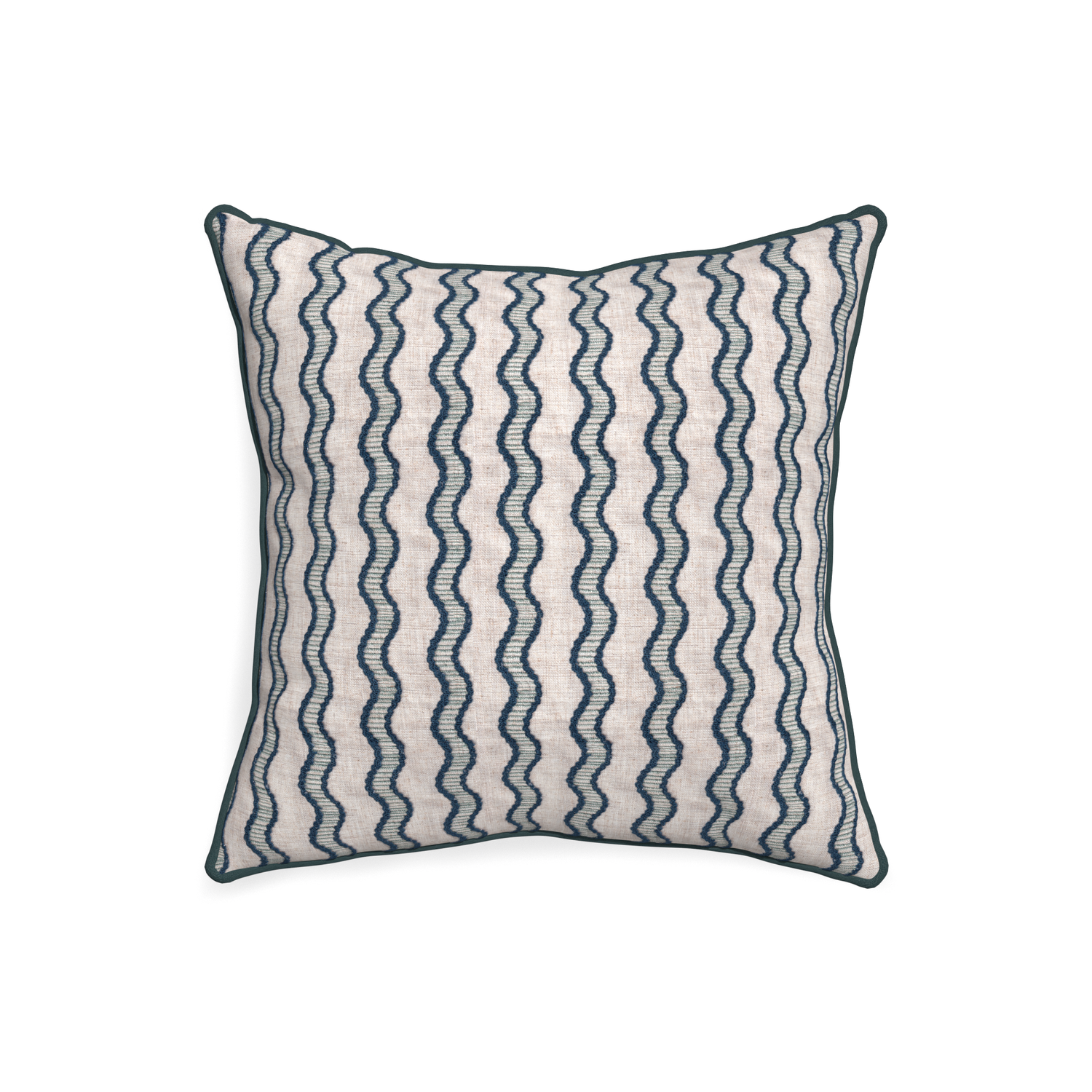 20-square beatrice custom embroidered wavepillow with p piping on white background
