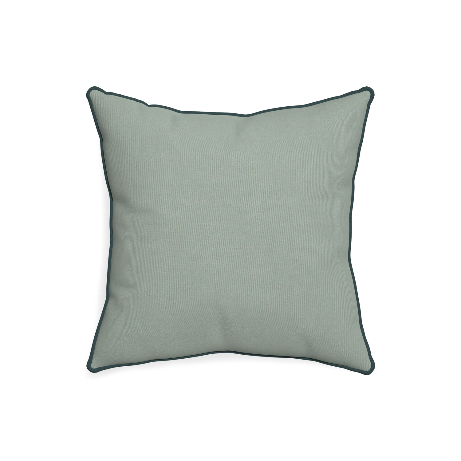 20-square sage custom sage green cottonpillow with p piping on white background