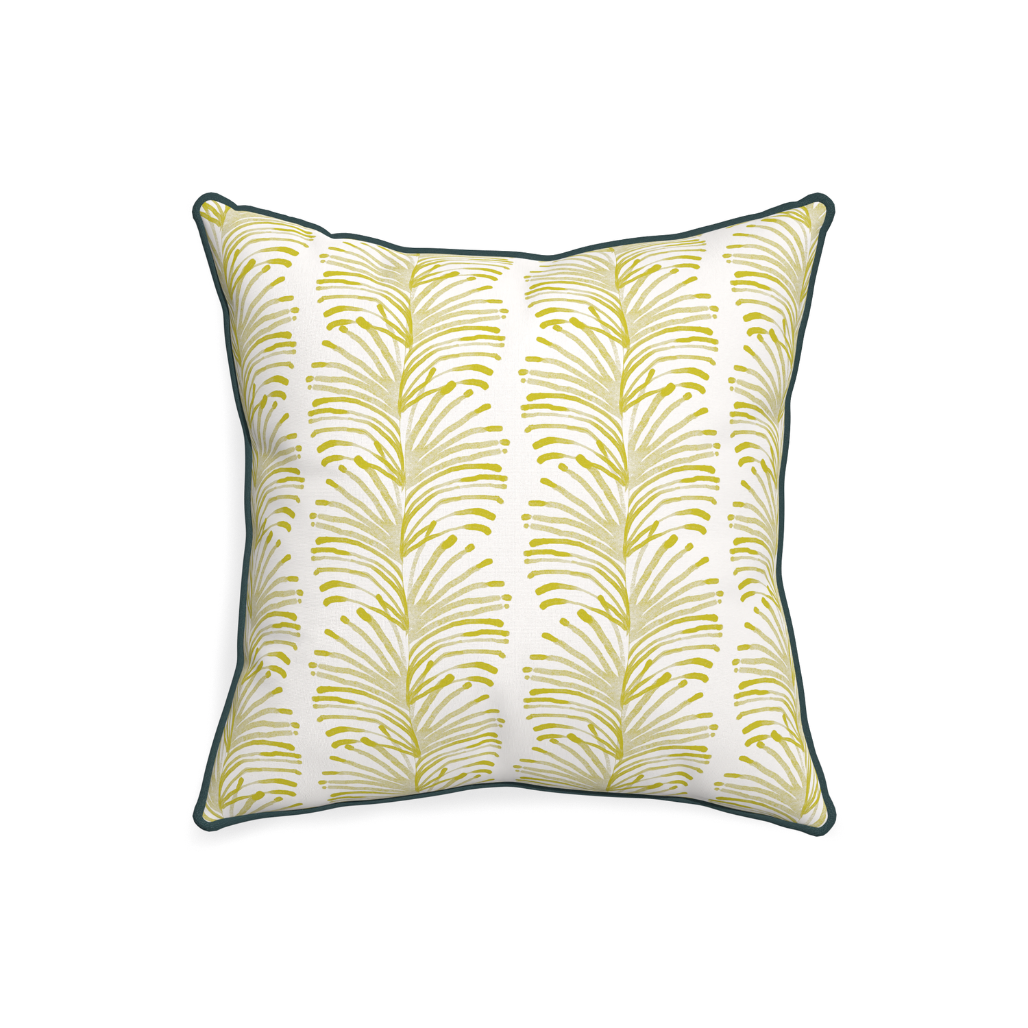 20-square emma chartreuse custom yellow stripe chartreusepillow with p piping on white background