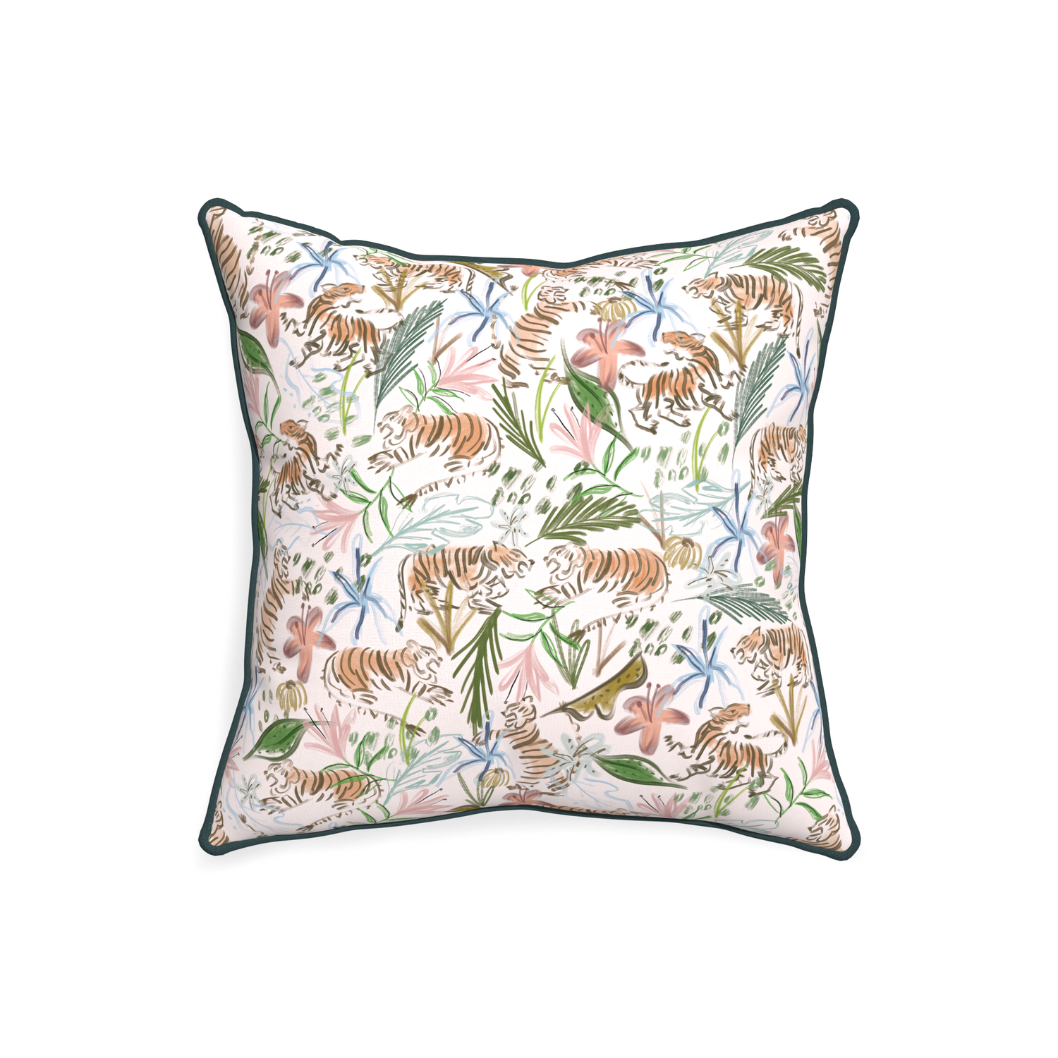 20-square frida pink custom pink chinoiserie tigerpillow with p piping on white background