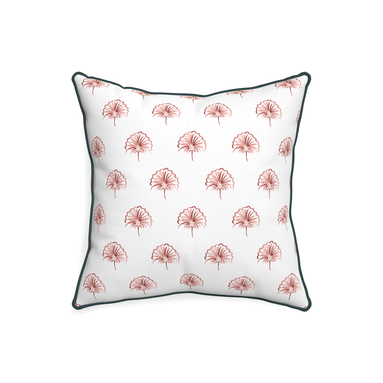 20-square penelope rose custom floral pinkpillow with p piping on white background