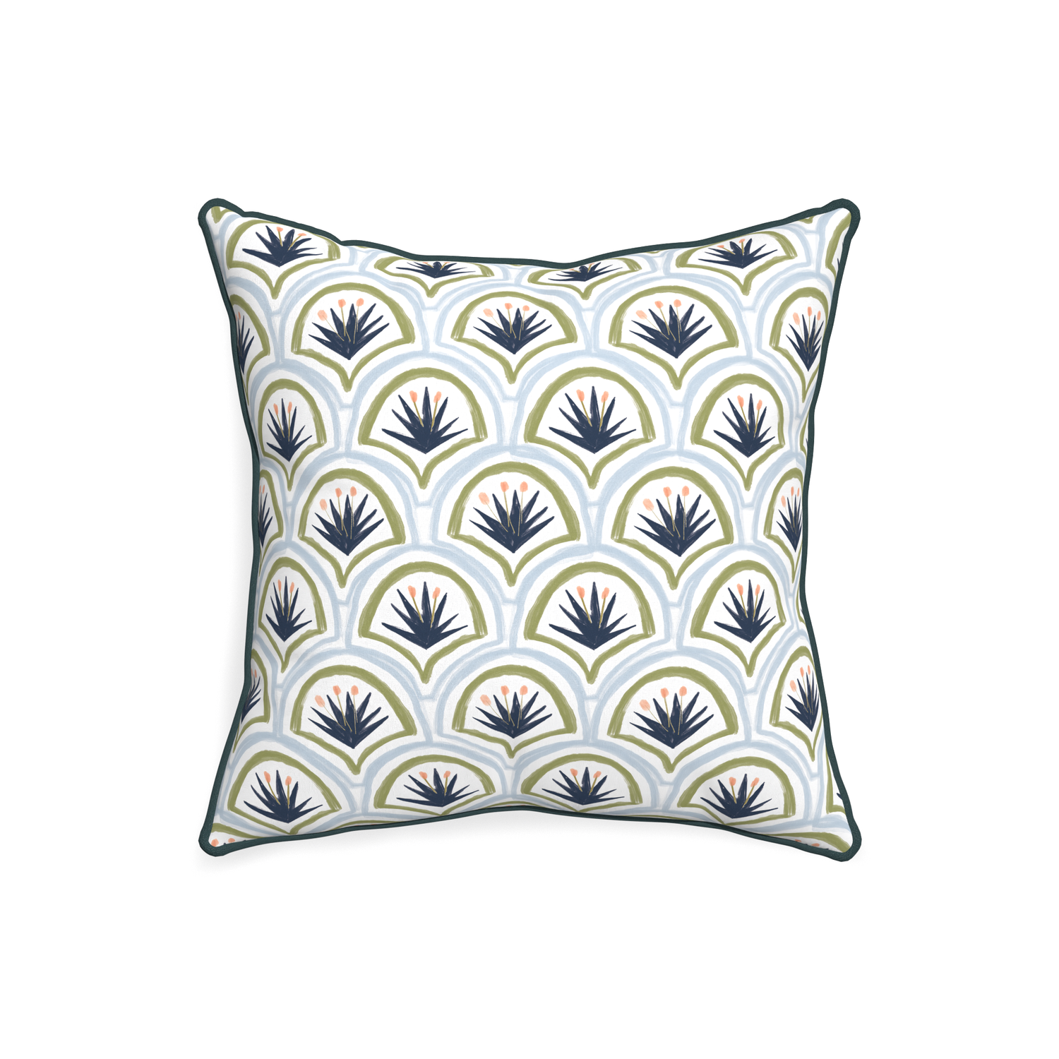20-square thatcher midnight custom art deco palm patternpillow with p piping on white background