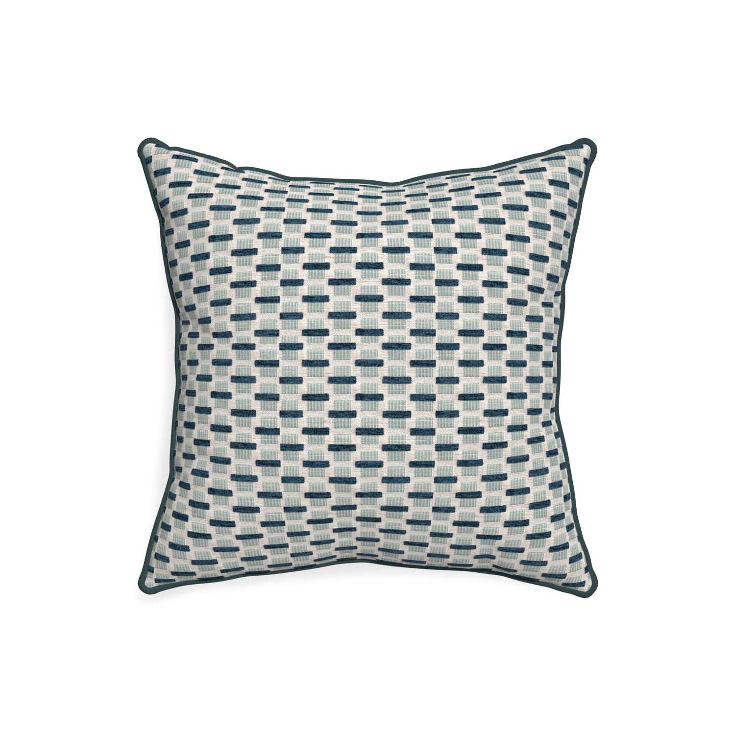 20-square willow amalfi custom blue geometric chenillepillow with p piping on white background