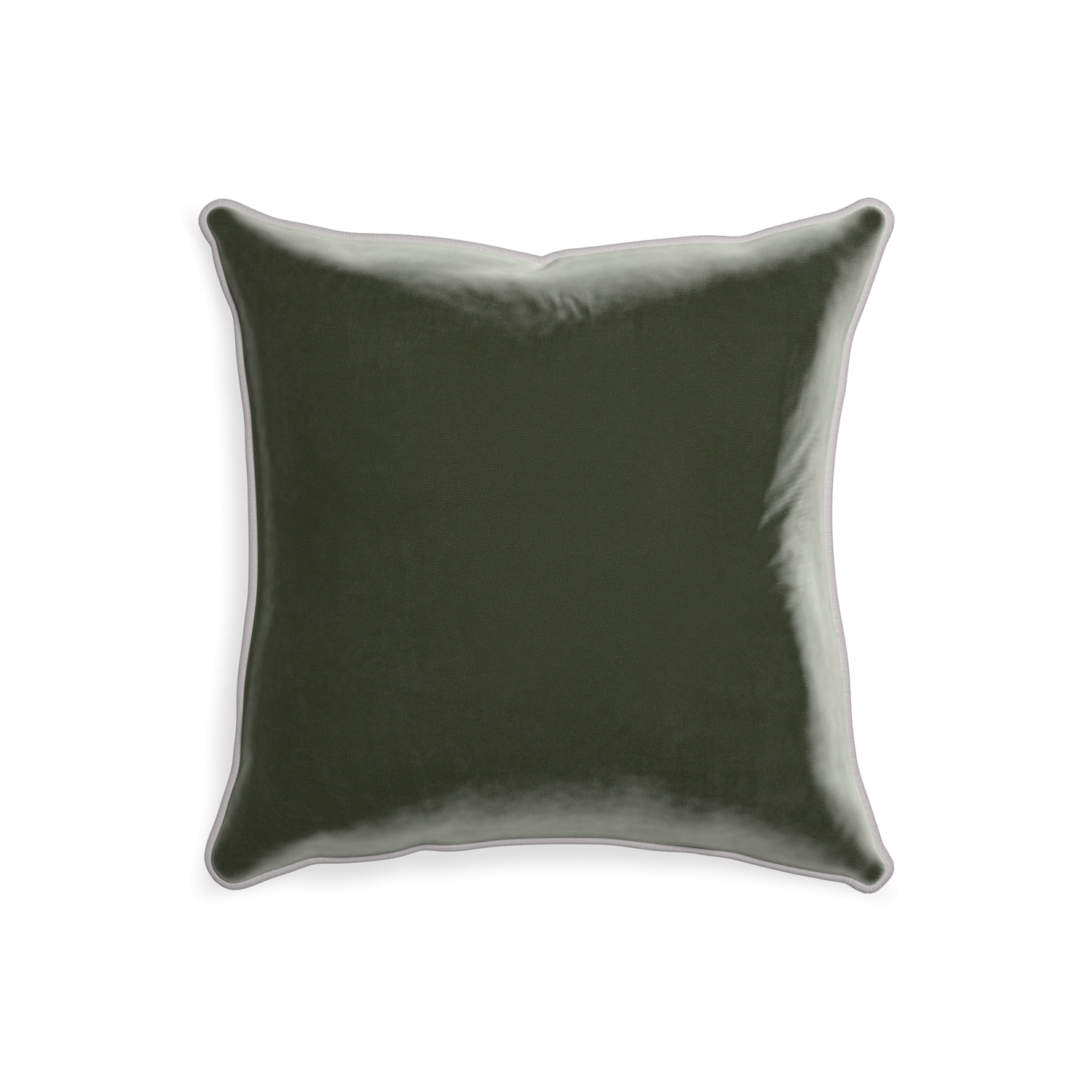 20-square fern velvet custom pillow with pebble piping on white background