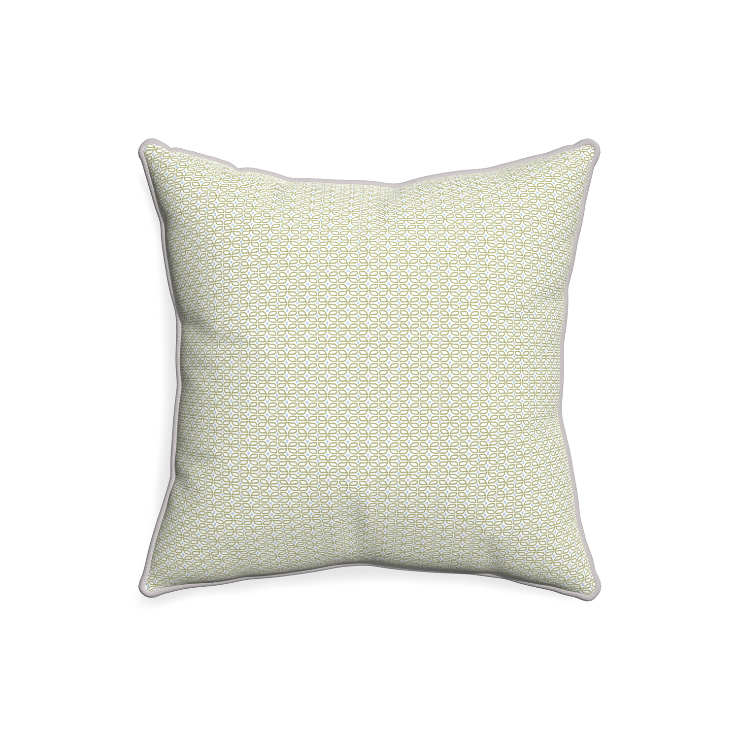 20-square loomi moss custom moss green geometricpillow with pebble piping on white background
