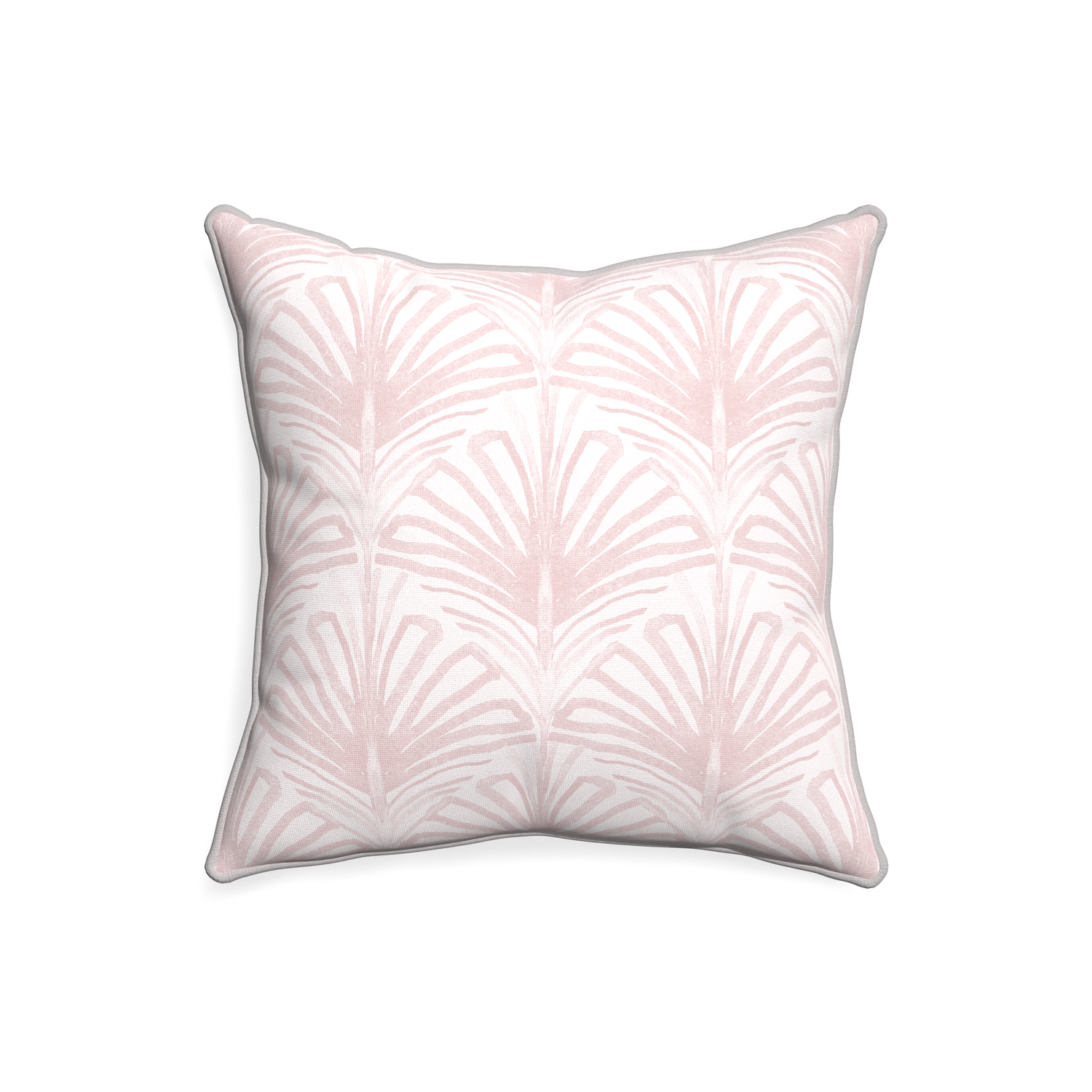 20-square suzy rose custom pillow with pebble piping on white background