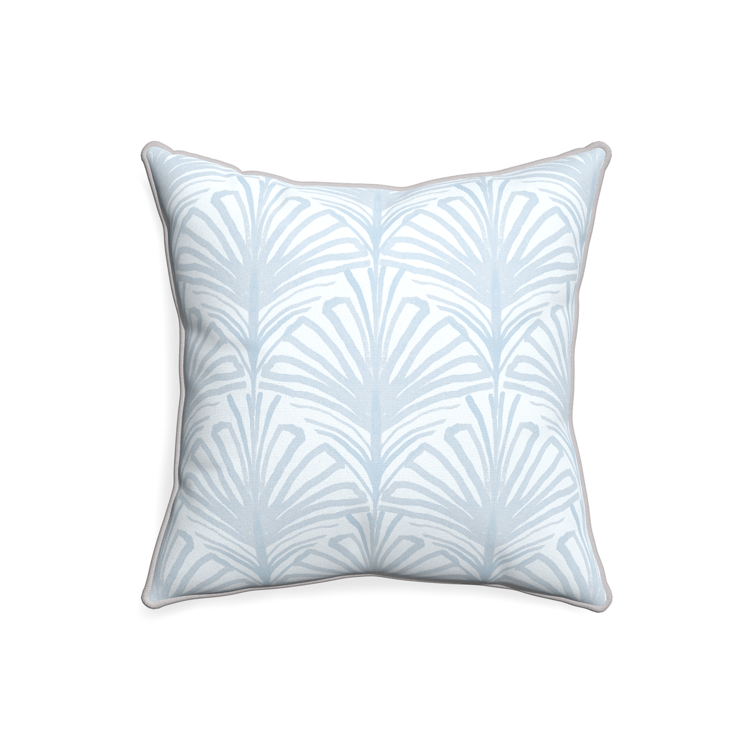 20-square suzy sky custom pillow with pebble piping on white background