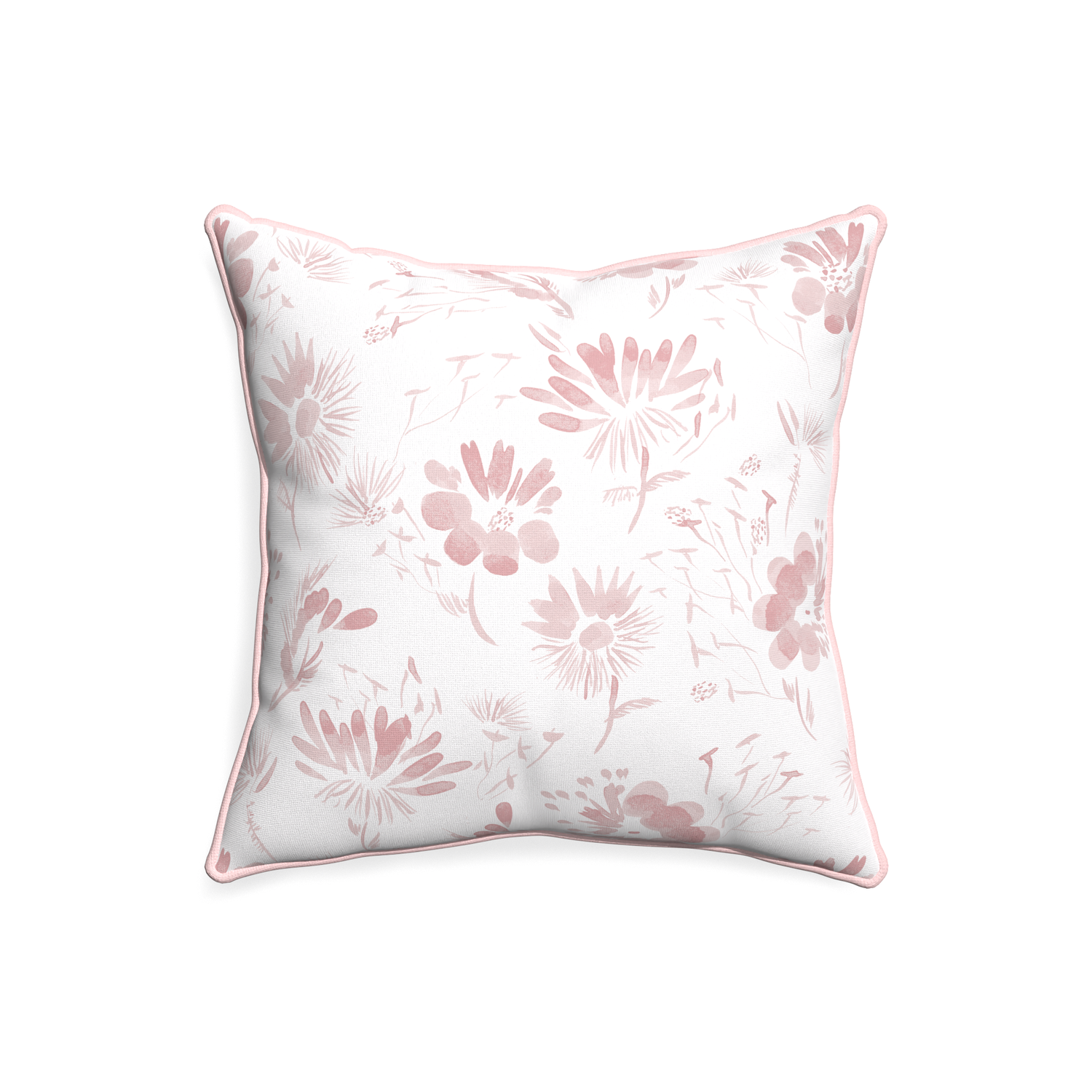 20-square blake custom pillow with petal piping on white background