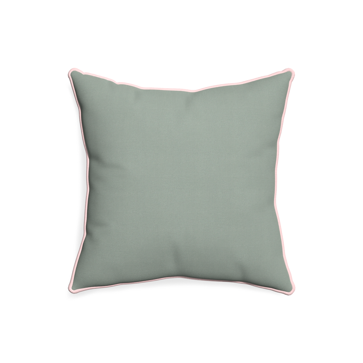20-square sage custom sage green cottonpillow with petal piping on white background