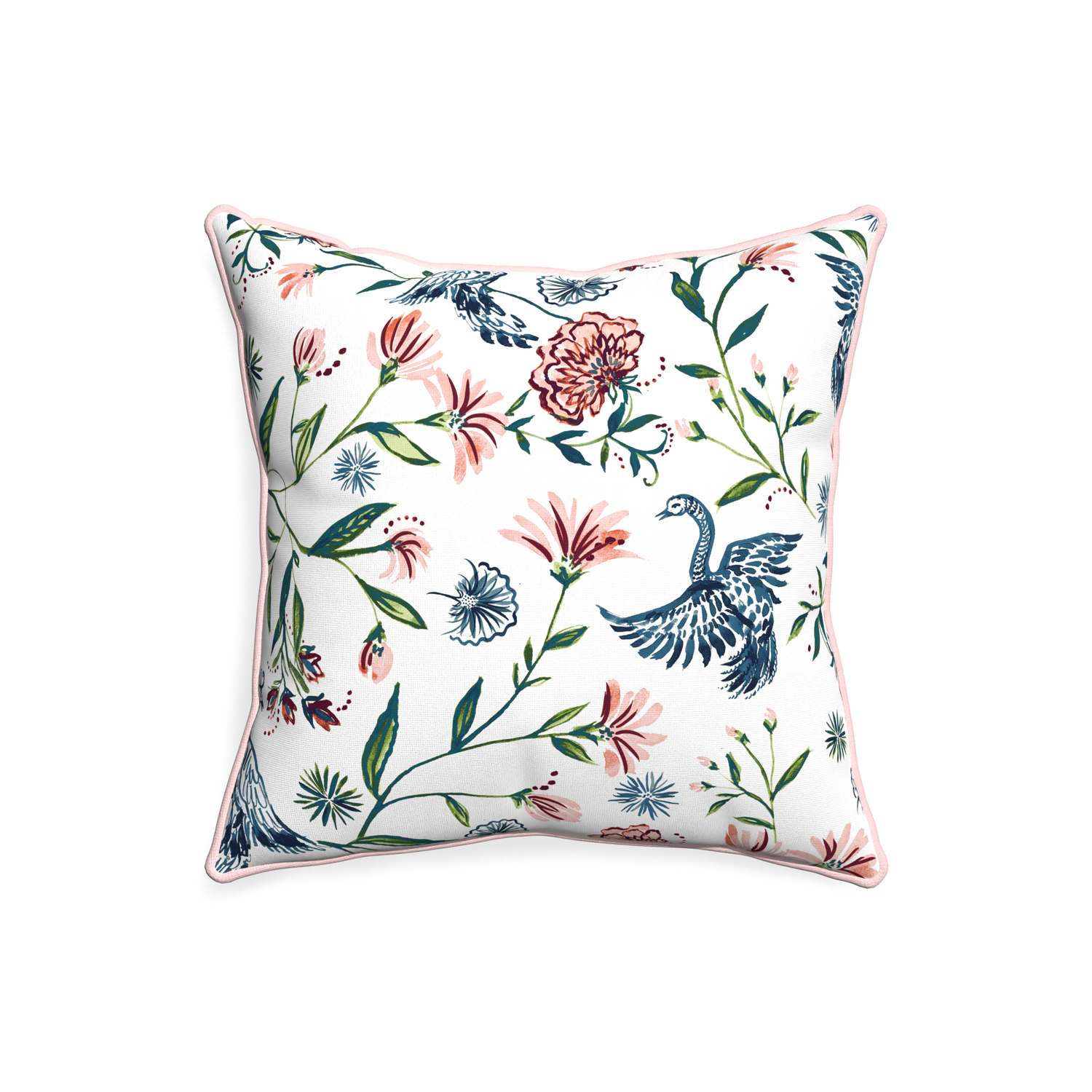 20-square daphne cream custom pillow with petal piping on white background