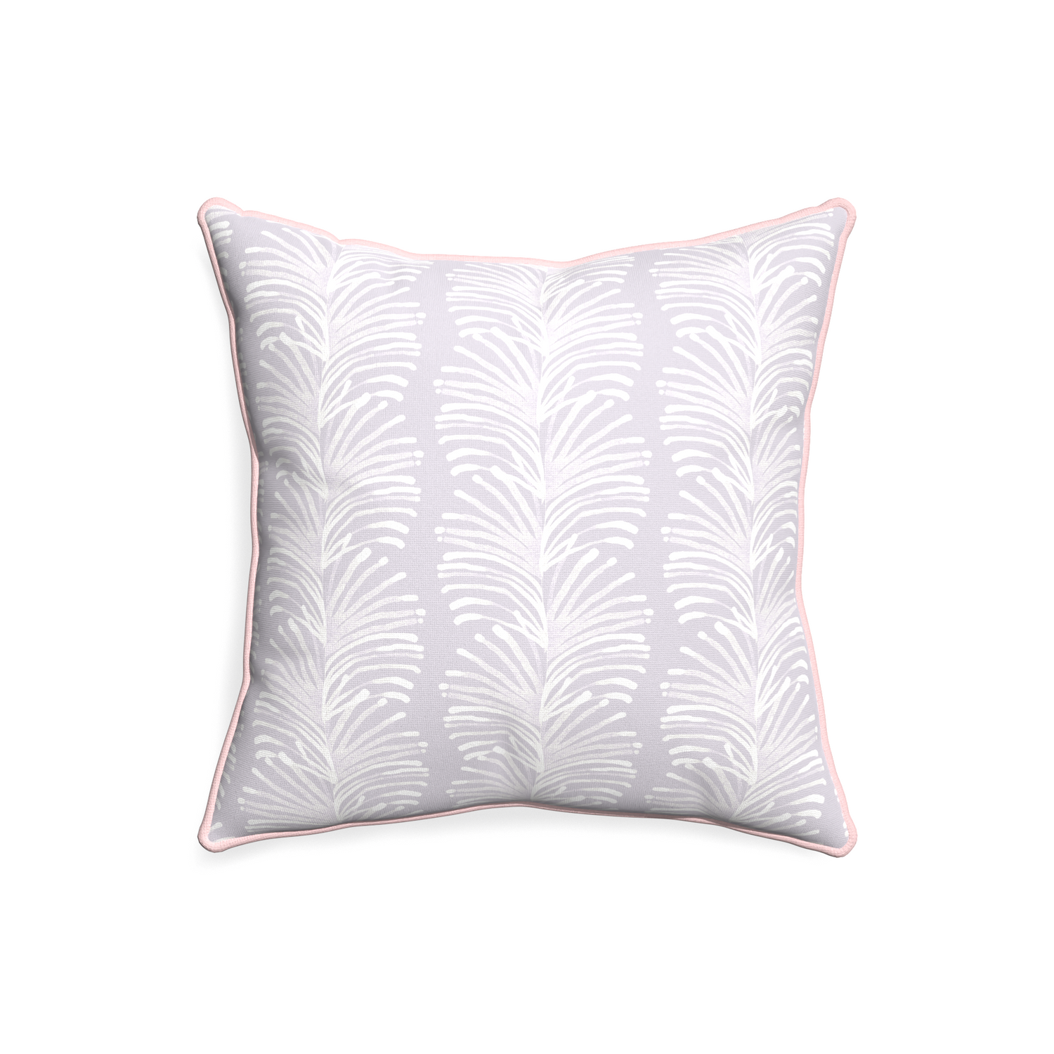 20-square emma lavender custom pillow with petal piping on white background