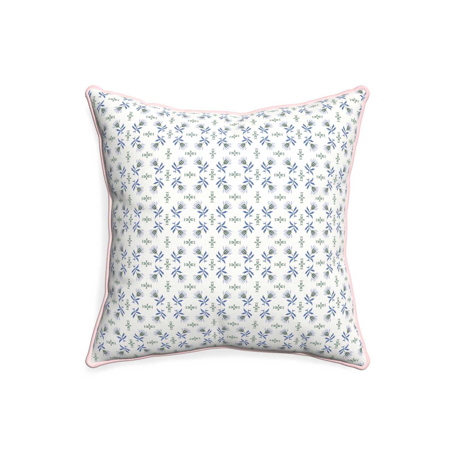 20-square lee custom pillow with petal piping on white background