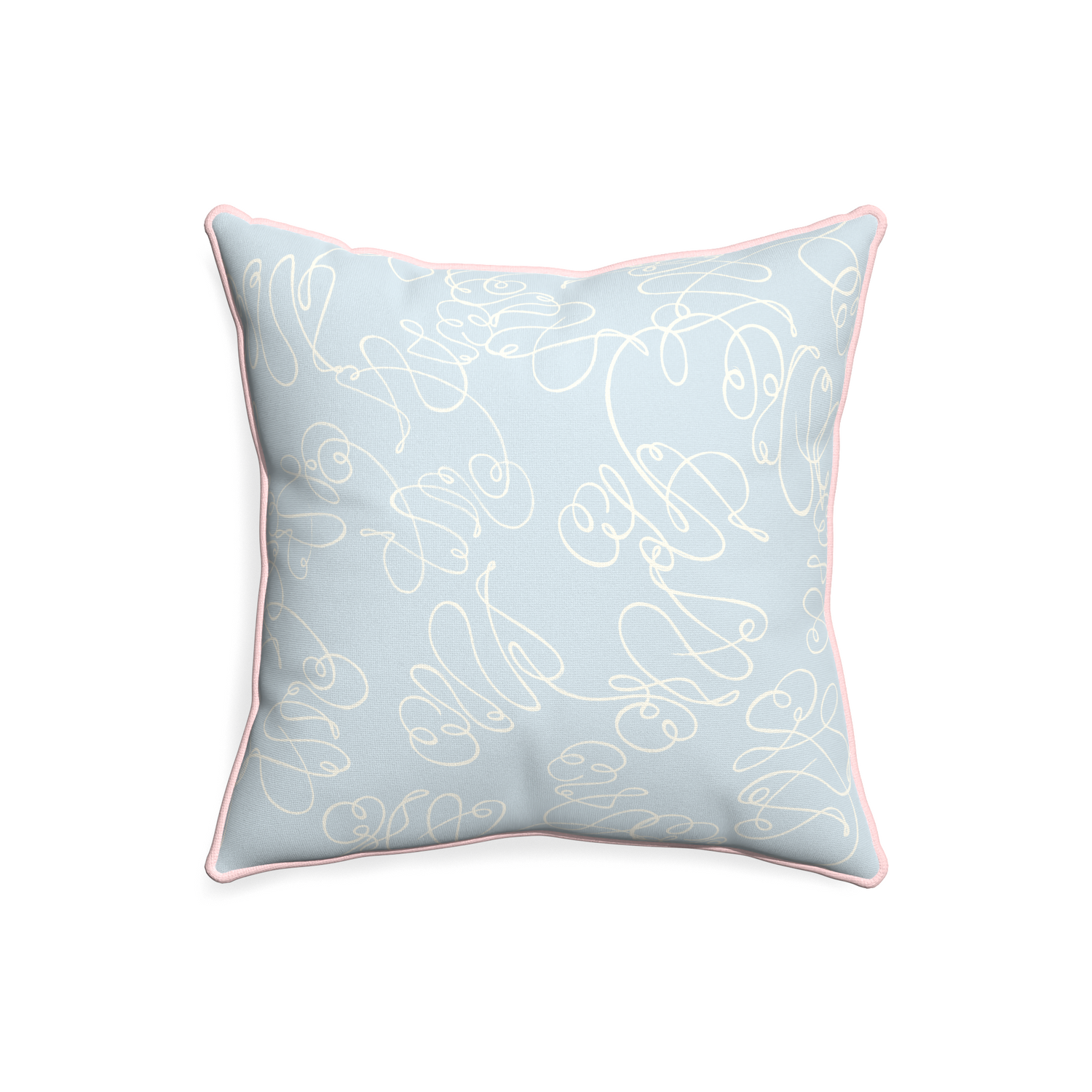 20-square mirabella custom pillow with petal piping on white background