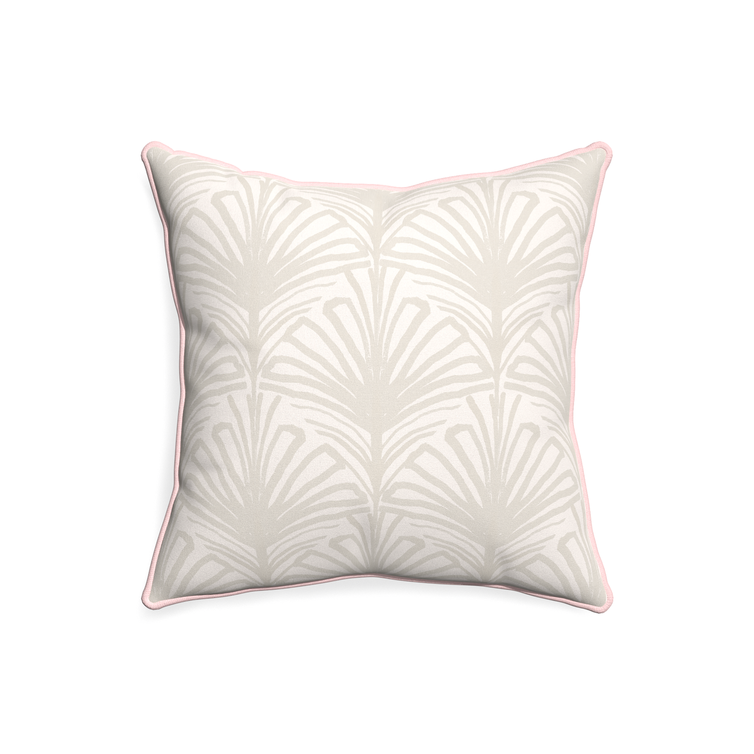 20-square suzy sand custom pillow with petal piping on white background