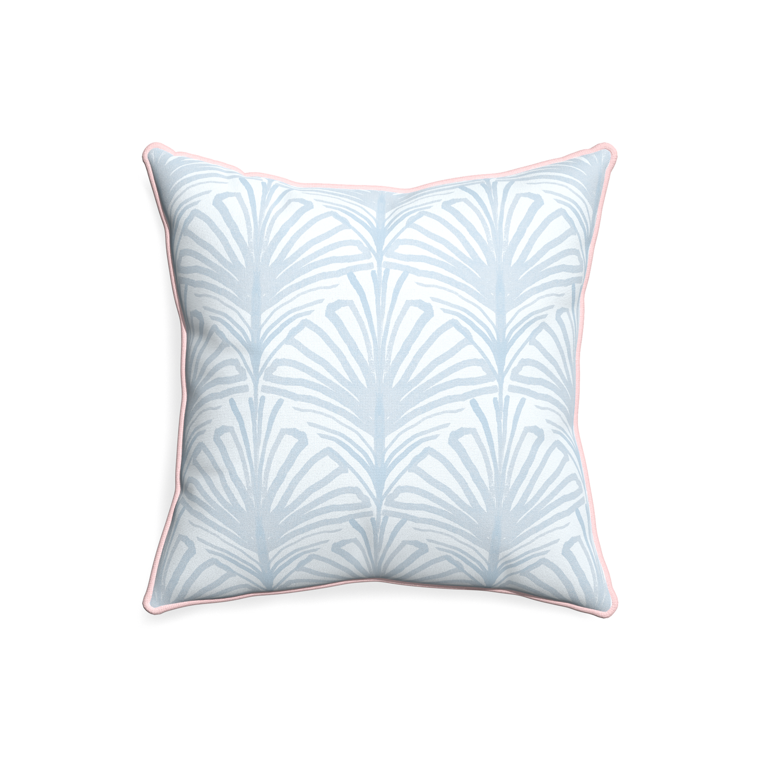 20-square suzy sky custom pillow with petal piping on white background