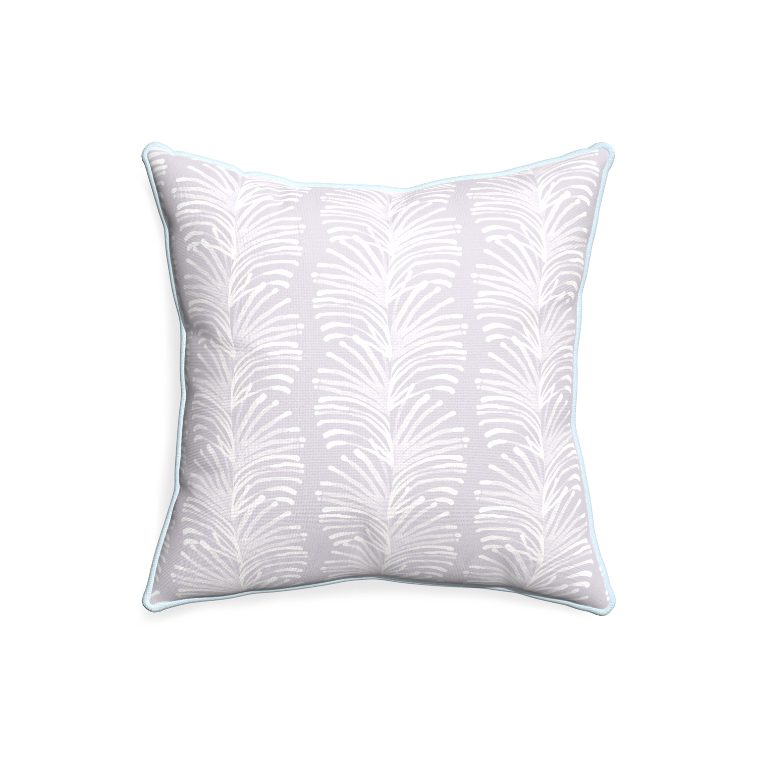 20-square emma lavender custom lavender botanical stripepillow with powder piping on white background