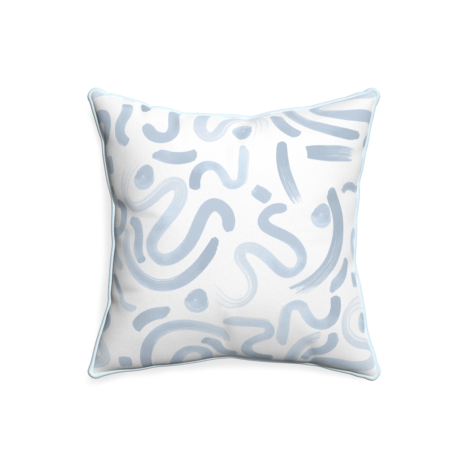 20-square hockney sky custom pillow with powder piping on white background