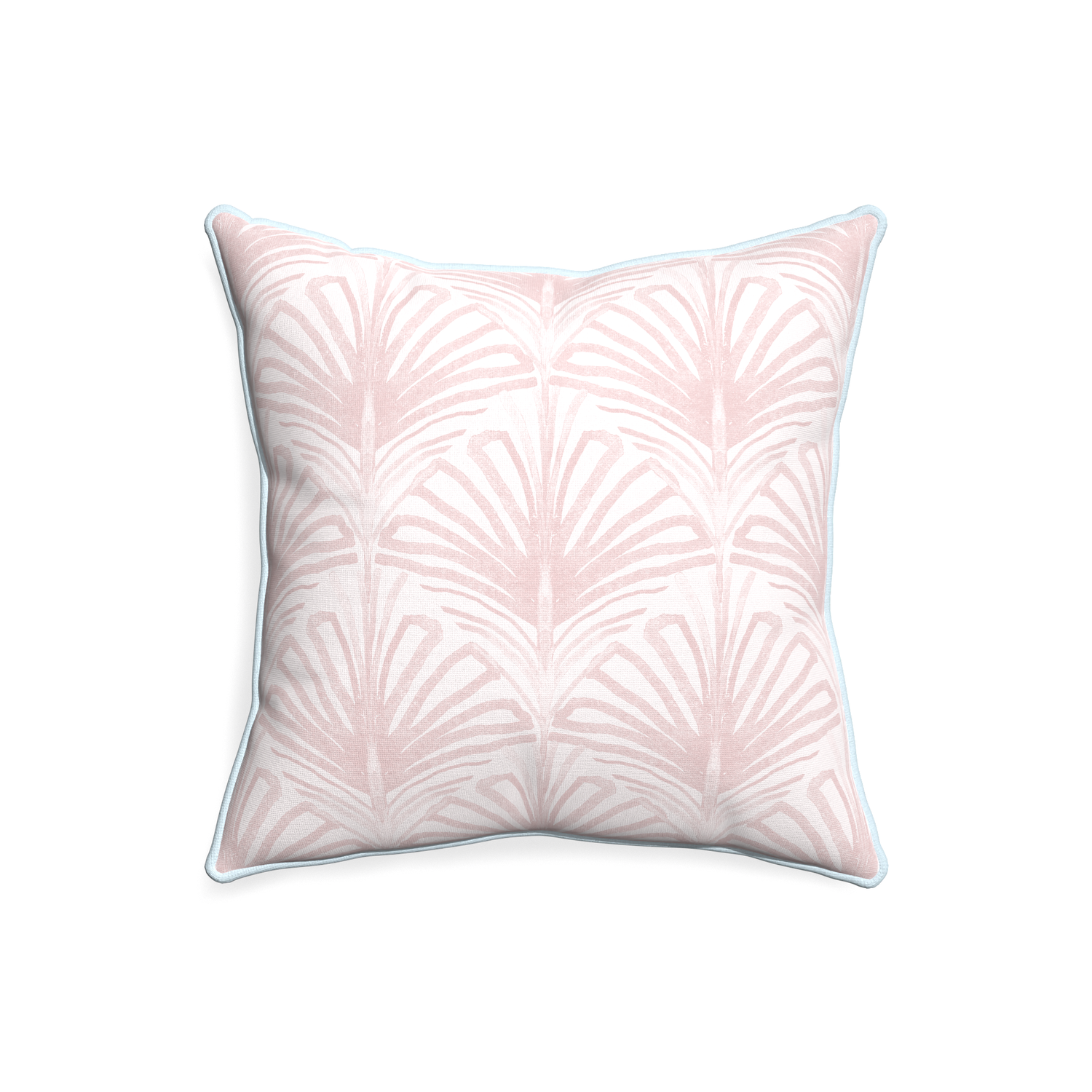 20-square suzy rose custom pillow with powder piping on white background