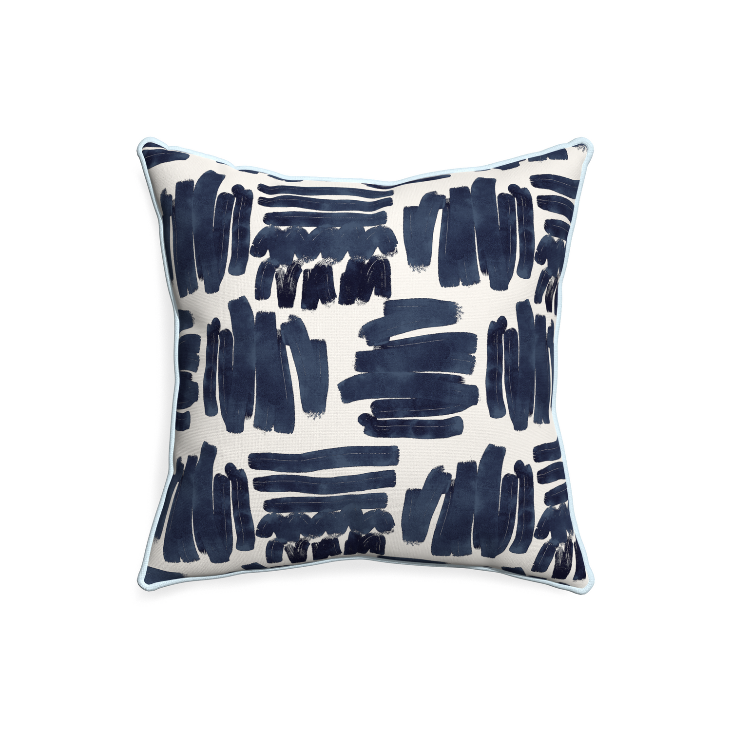 20-square warby custom pillow with powder piping on white background