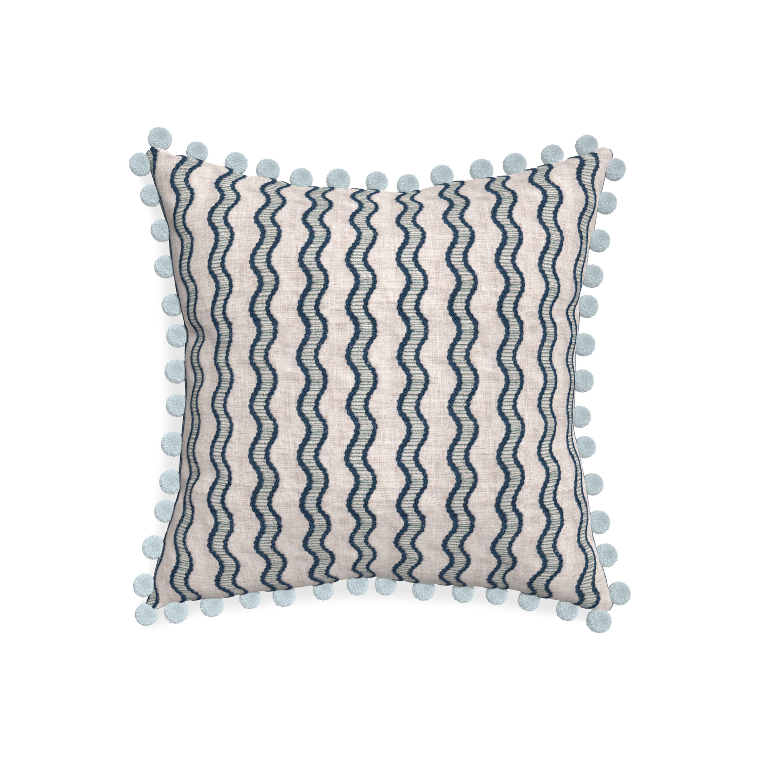 20-square beatrice custom embroidered wavepillow with powder pom pom on white background