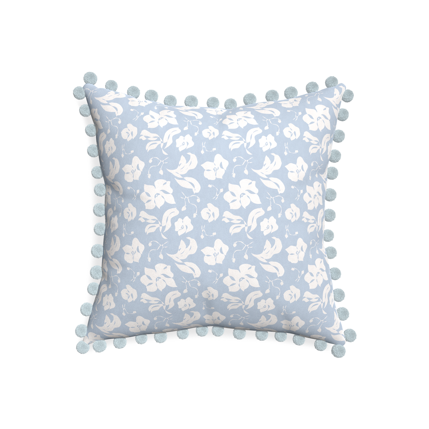 20-square georgia custom pillow with powder pom pom on white background