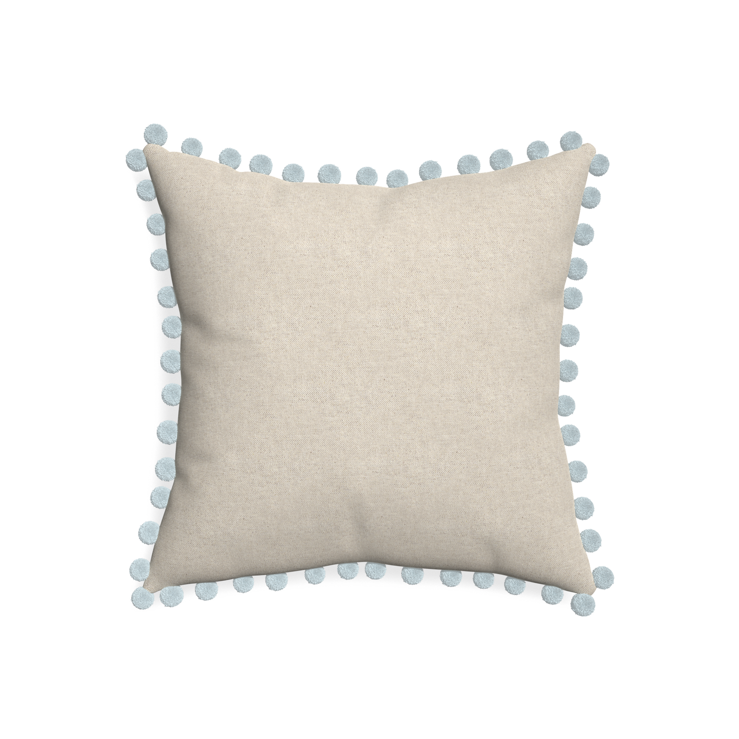 20-square oat custom light brownpillow with powder pom pom on white background