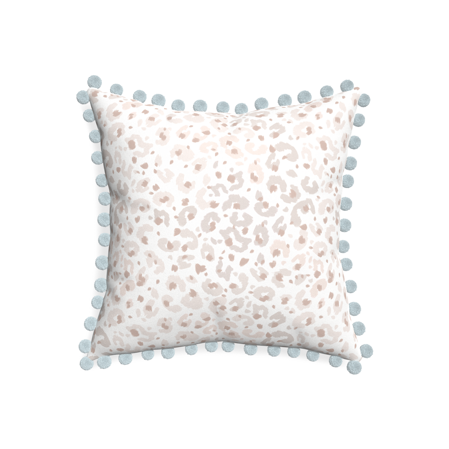 20-square rosie custom pillow with powder pom pom on white background