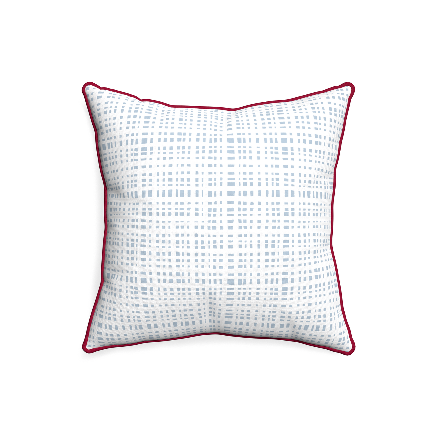 20-square ginger sky custom pillow with raspberry piping on white background