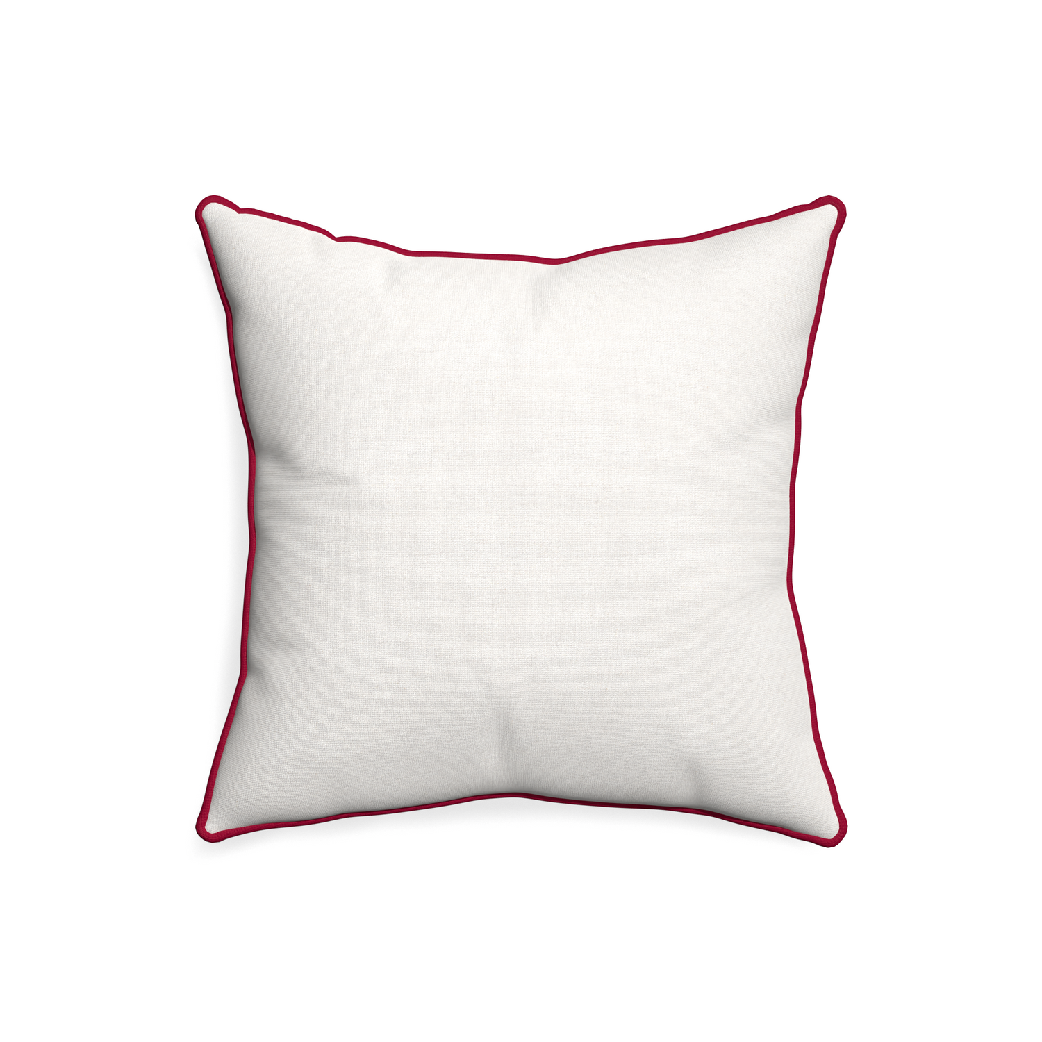 20-square flour custom pillow with raspberry piping on white background