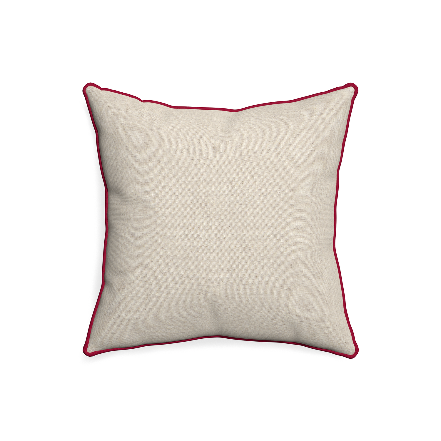 20-square oat custom light brownpillow with raspberry piping on white background