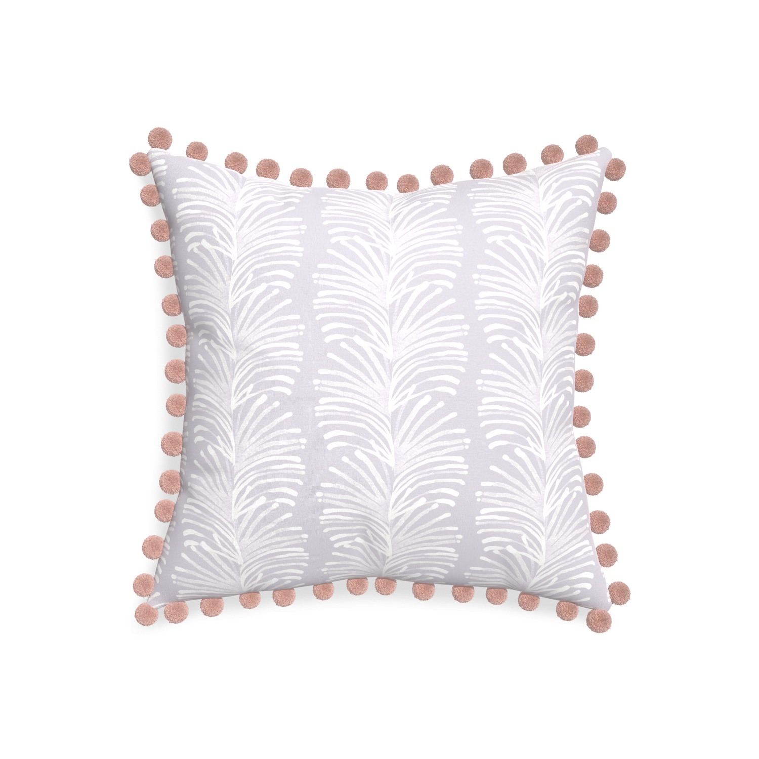 20-square emma lavender custom lavender botanical stripepillow with rose pom pom on white background