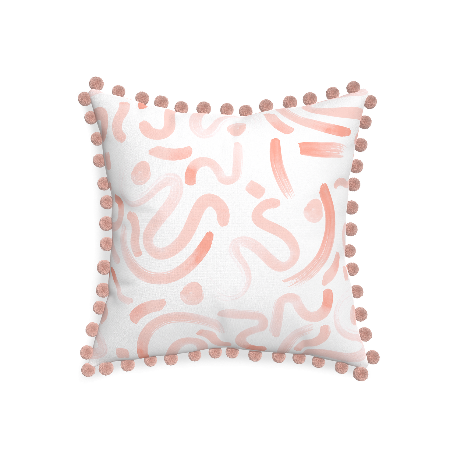 abstract pink pillow with rose pink pom poms