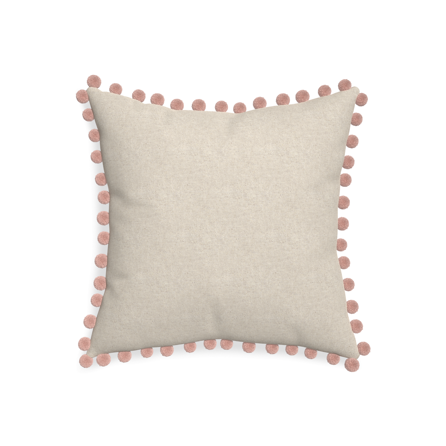 20-square oat custom light brownpillow with rose pom pom on white background